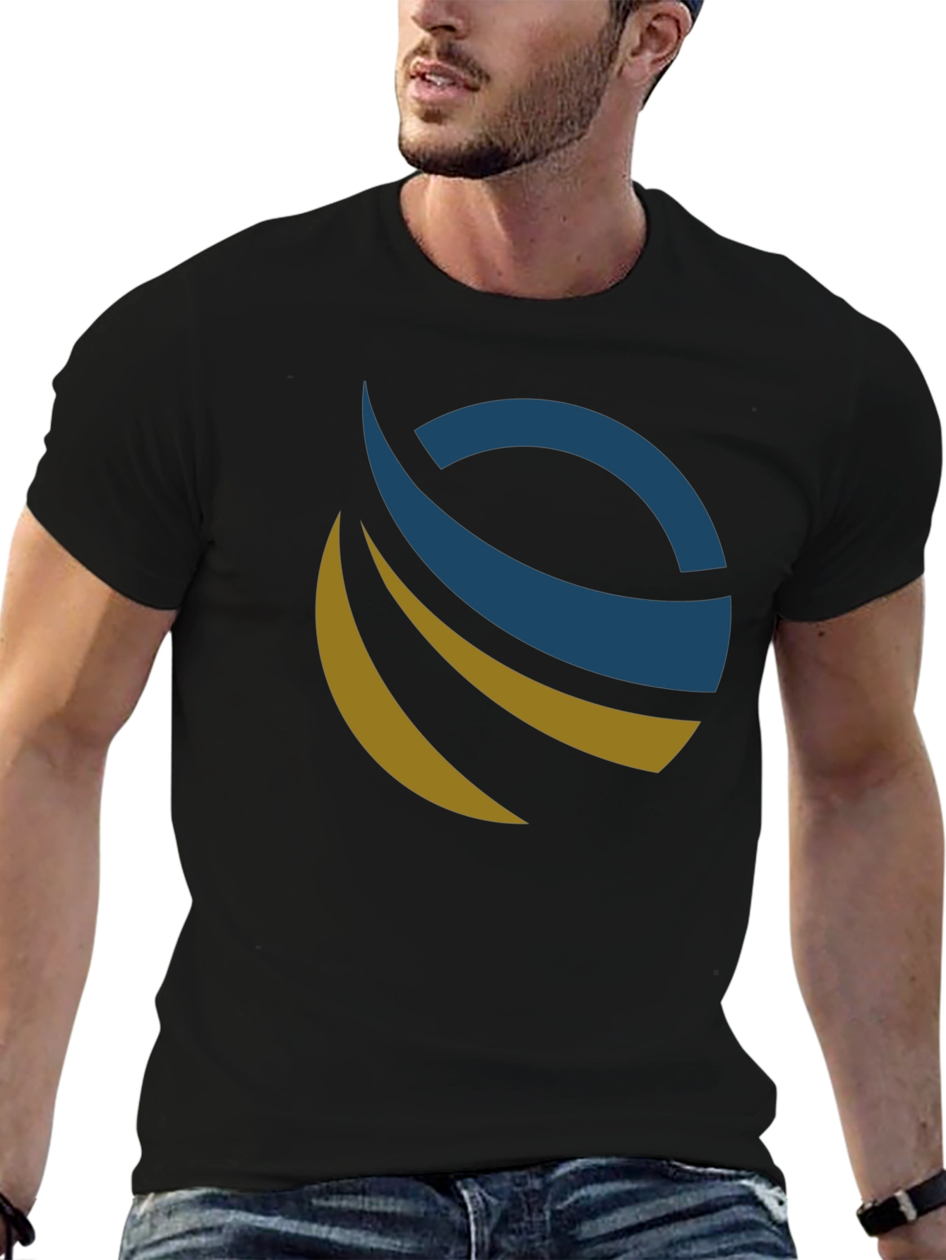 Modern Abstract Logo Black T-Shirt