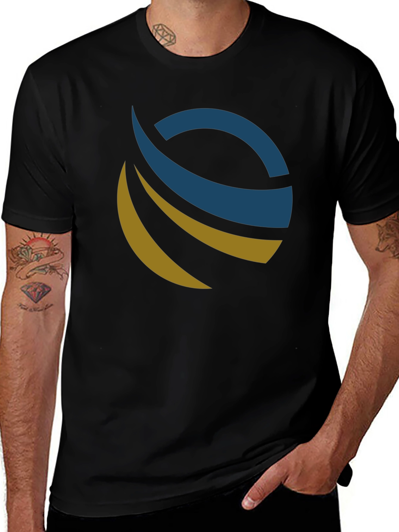 Modern Abstract Logo Black T-Shirt