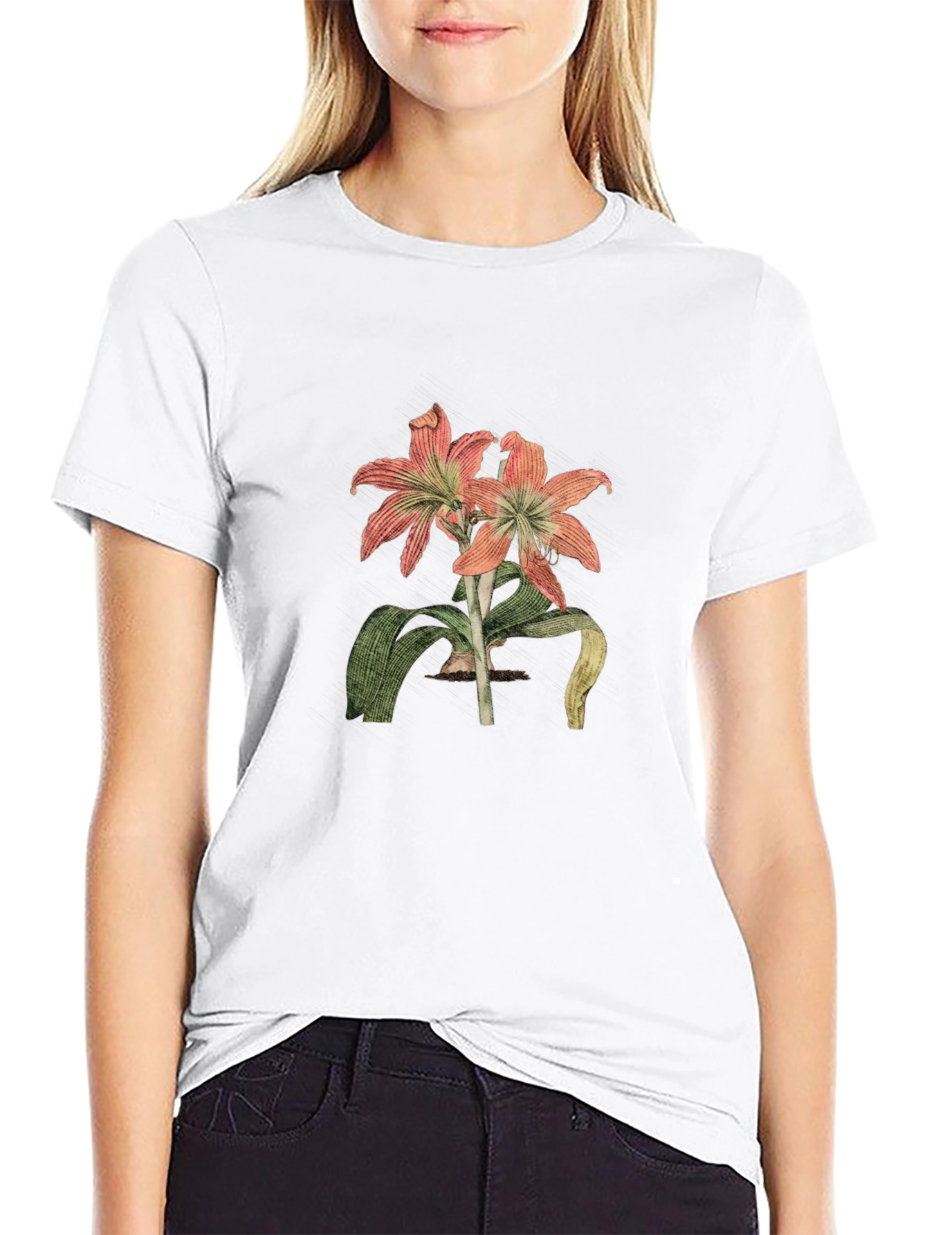 Floral Graphic Print Black Casual T-Shirt