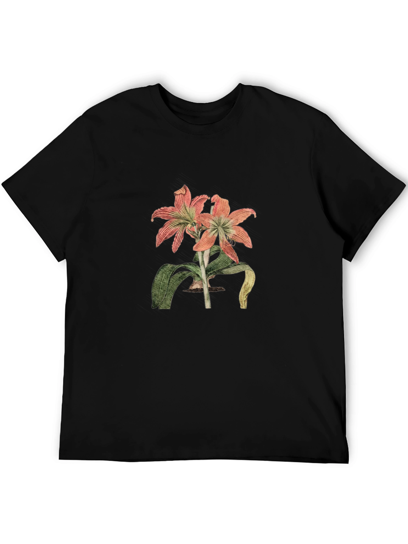 Floral Graphic Print Black Casual T-Shirt