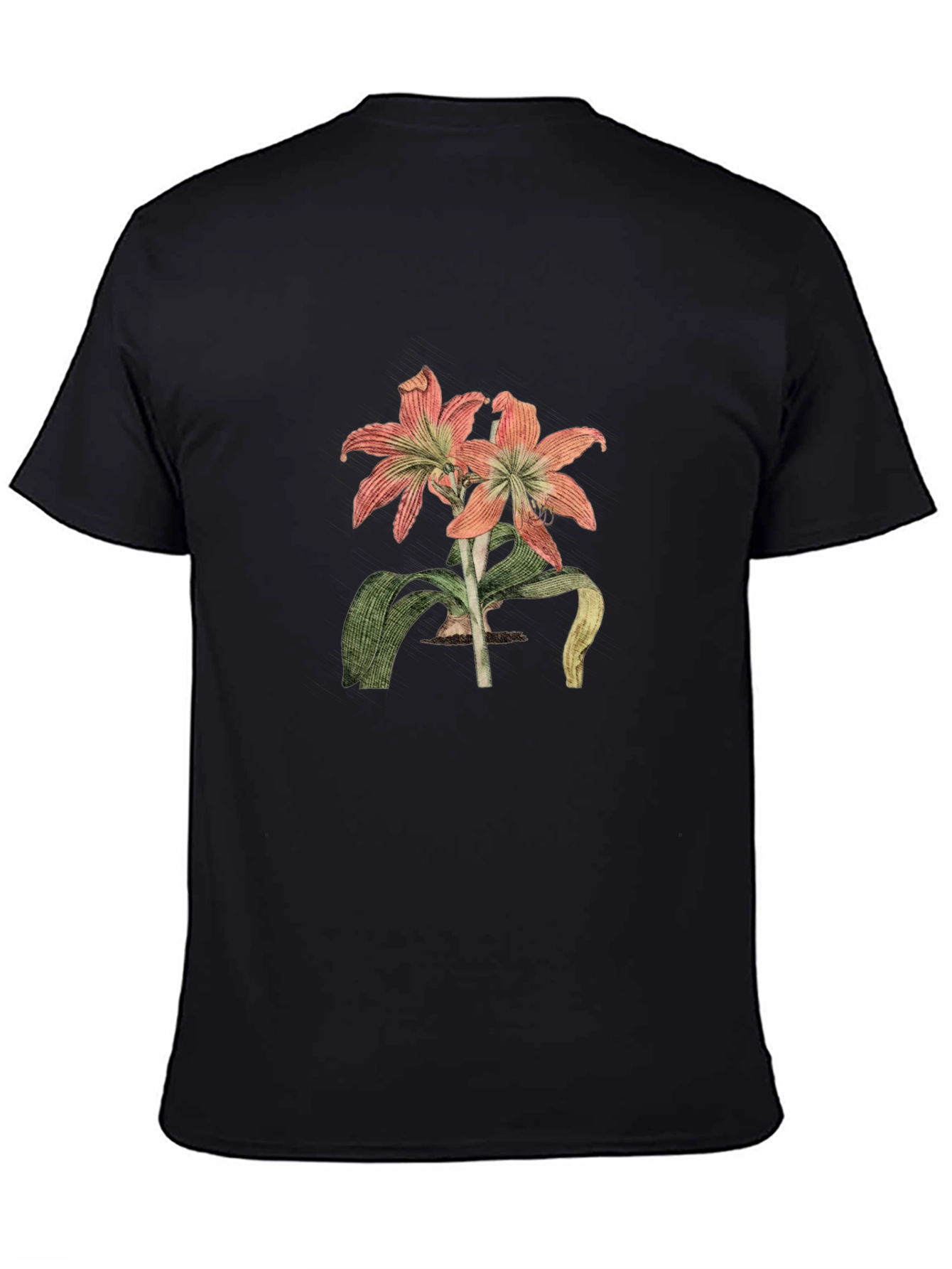 Floral Graphic Print Black Casual T-Shirt