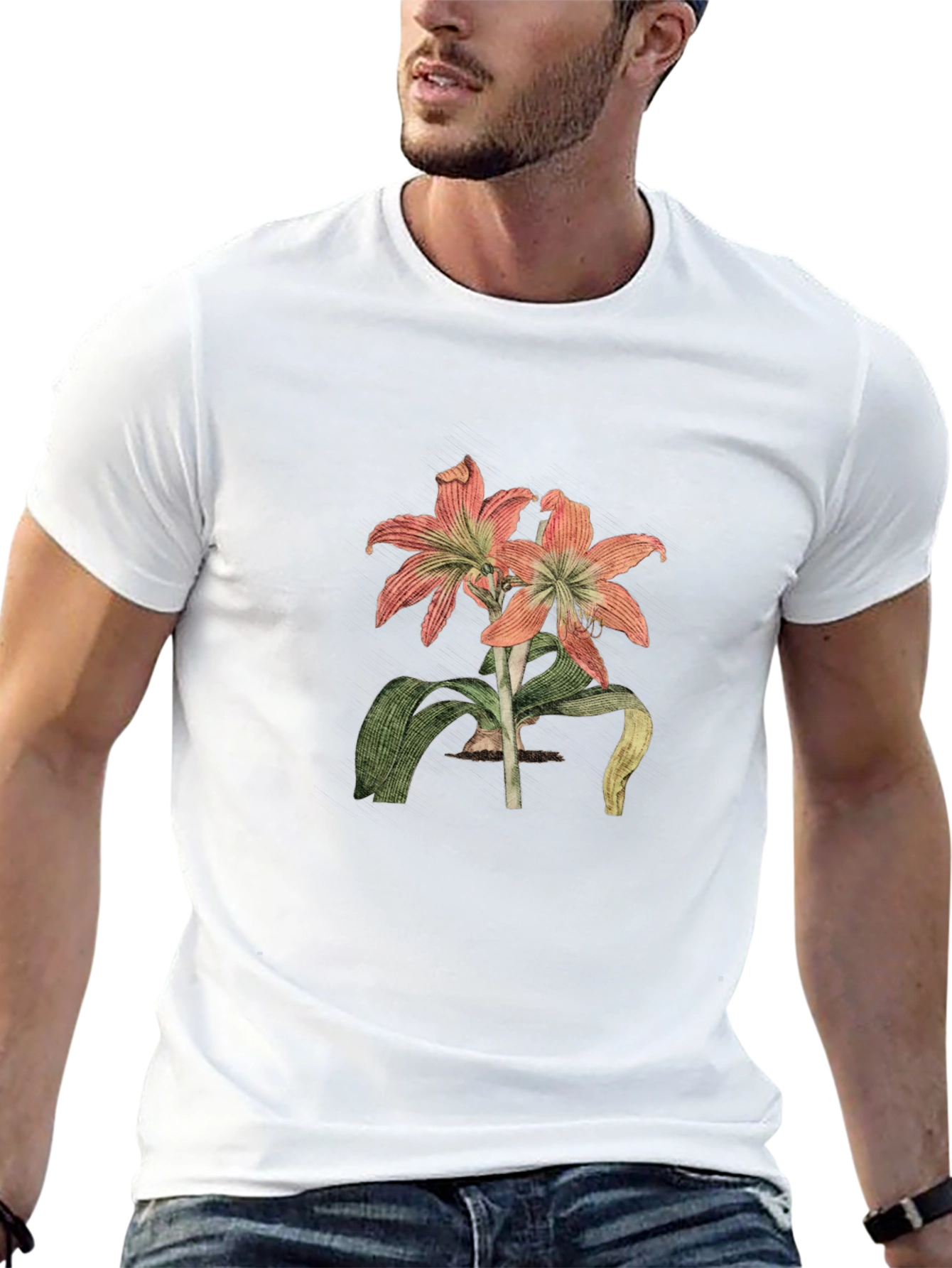 Floral Graphic Print Black Casual T-Shirt