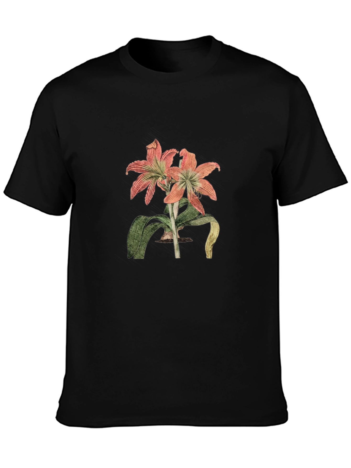 Floral Graphic Print Black Casual T-Shirt