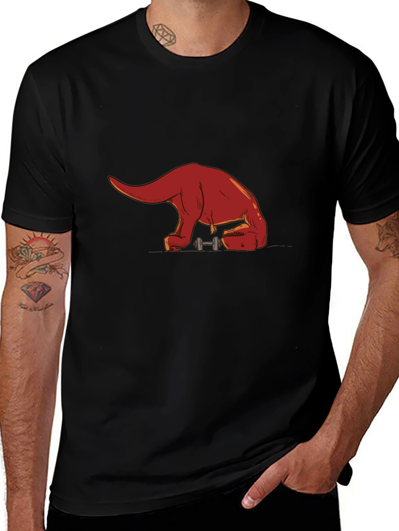 Dino Gains T-Shirt - Black Cotton Blend