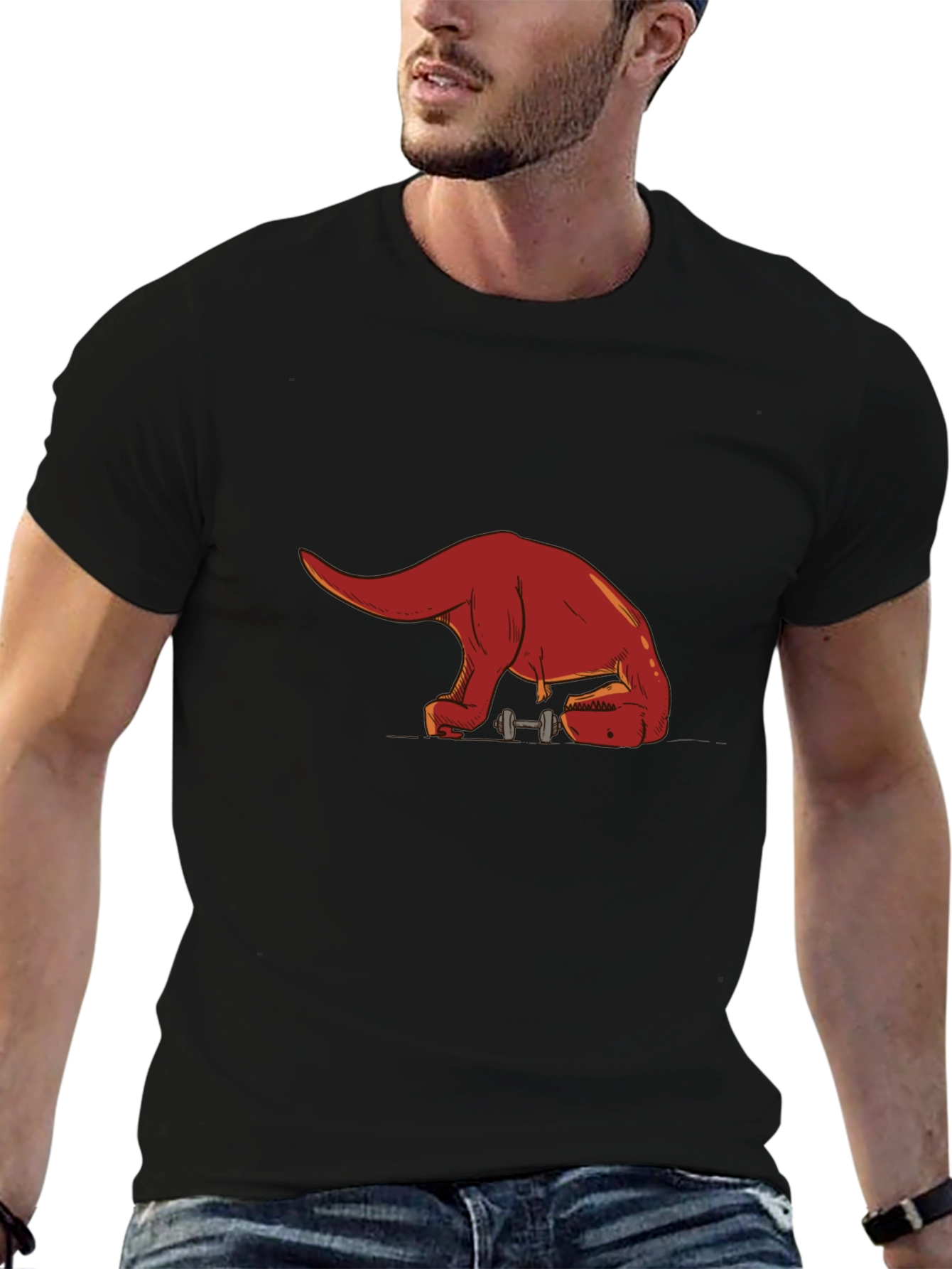 Dino Gains T-Shirt - Black Cotton Blend