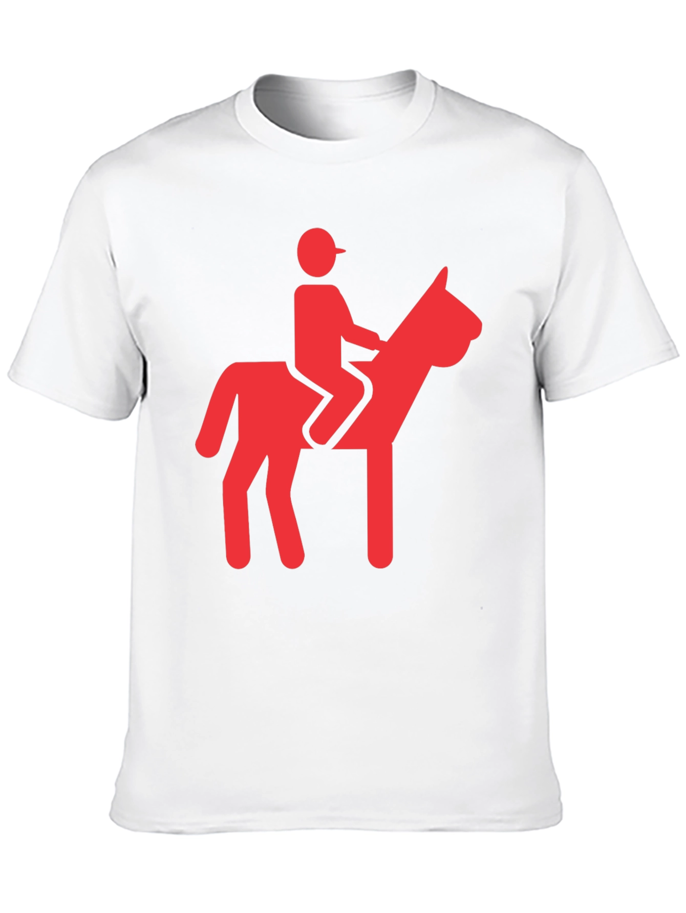 Funny Red Horse Riding Graphic Black T-Shirt
