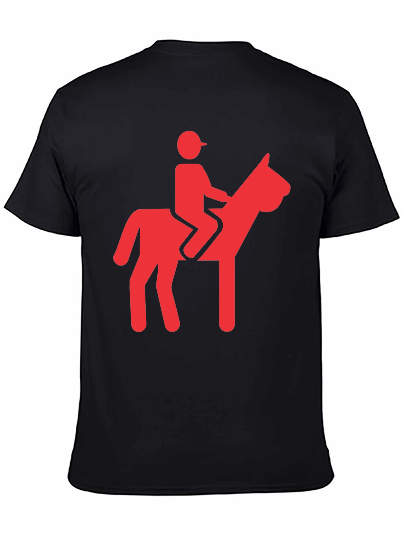 Funny Red Horse Riding Graphic Black T-Shirt