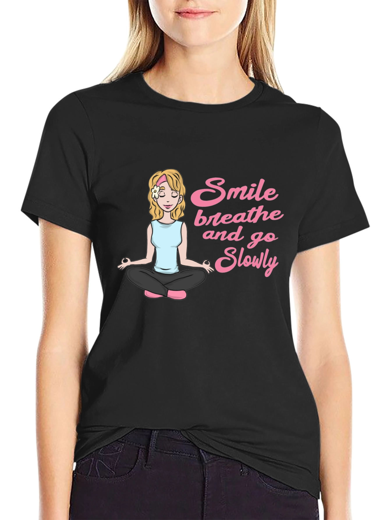 Smile Breathe and Go Slowly Black T-Shirt