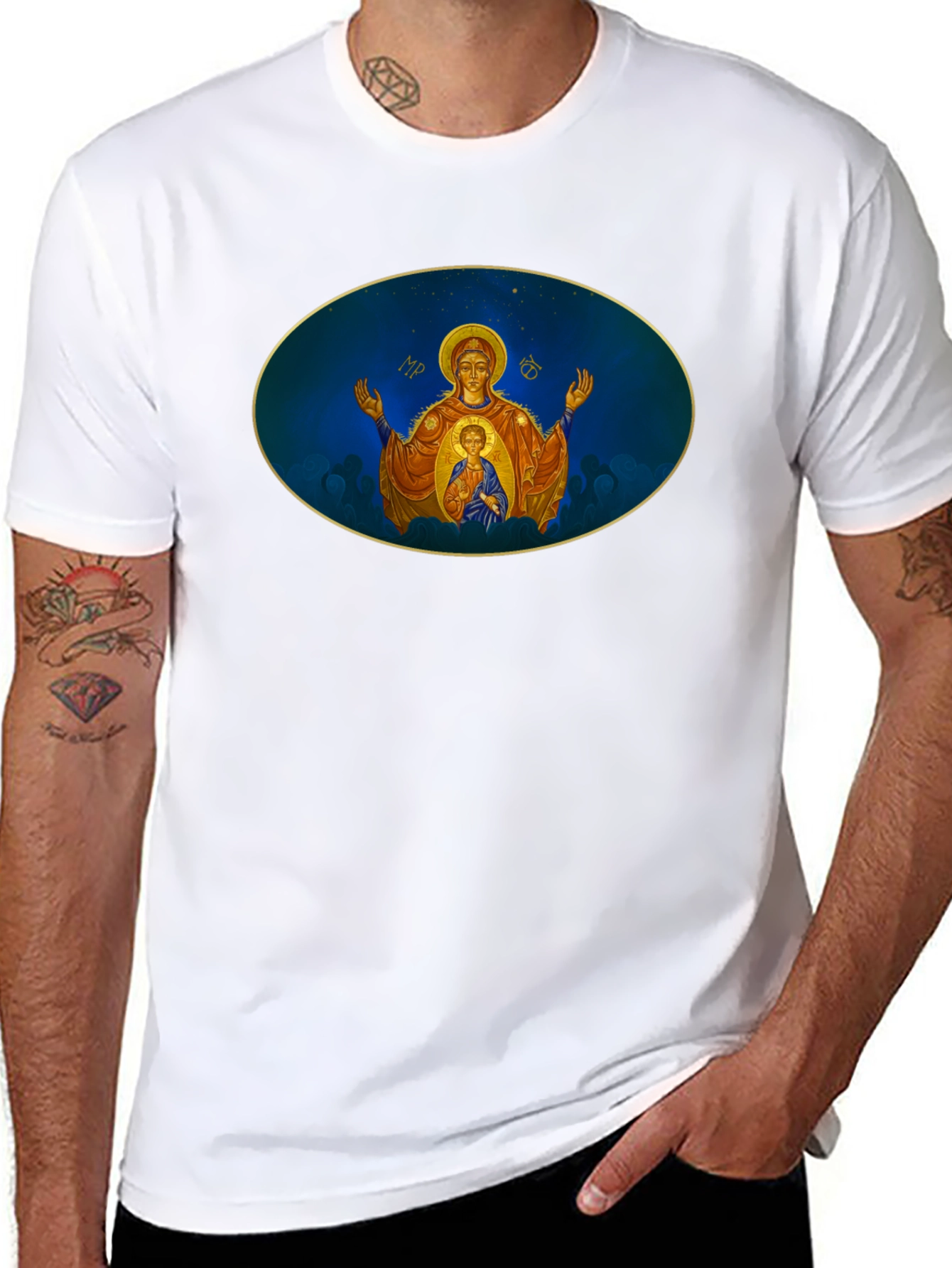 Madonna Icon T-Shirt - Religious Art Tee