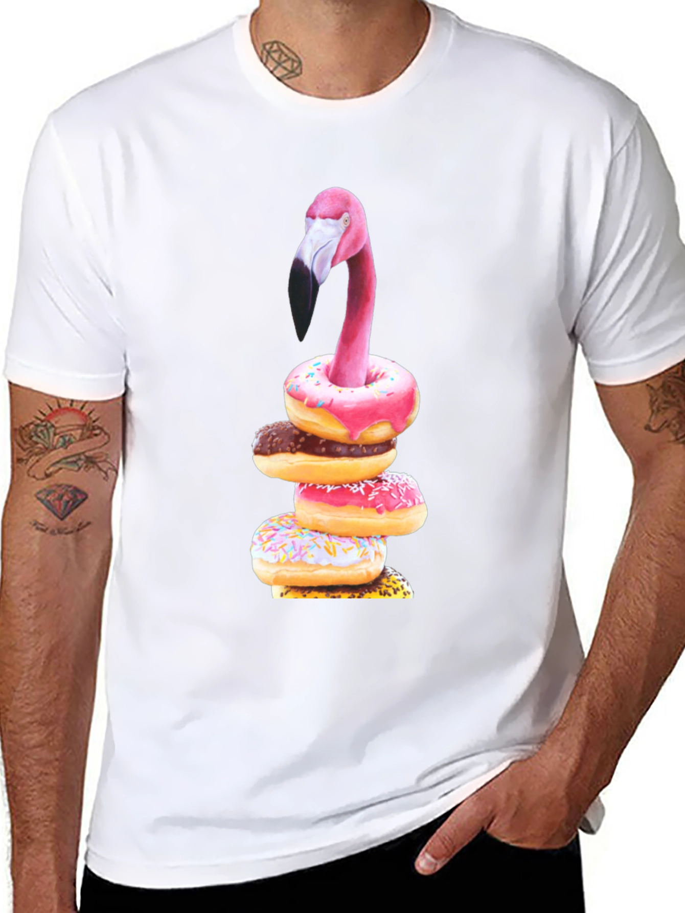 Flamingo Donut Stack Graphic Tee