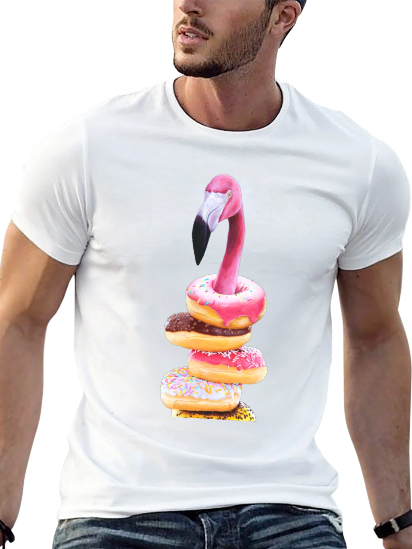 Flamingo Donut Stack Graphic Tee