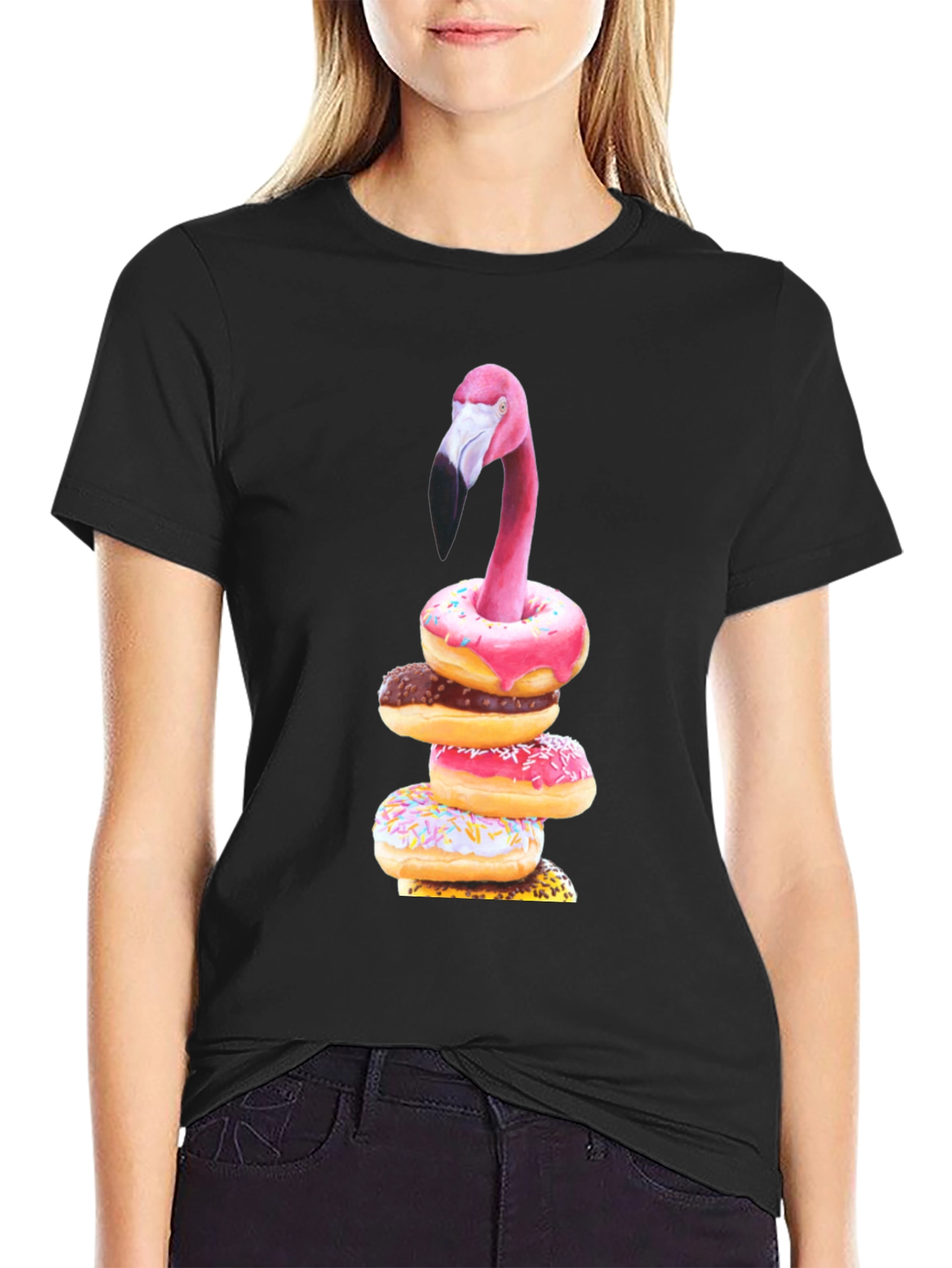Flamingo Donut Stack Graphic Tee