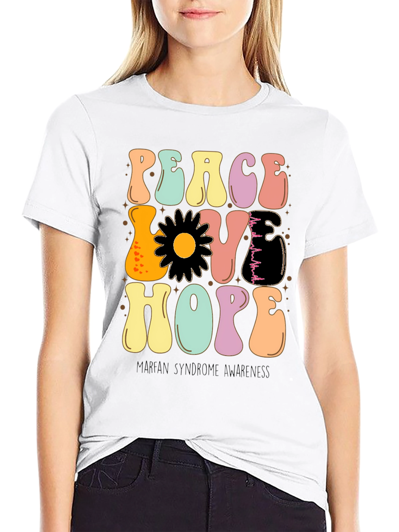 Peace Love Hope Marfan Syndrome Awareness T-Shirt