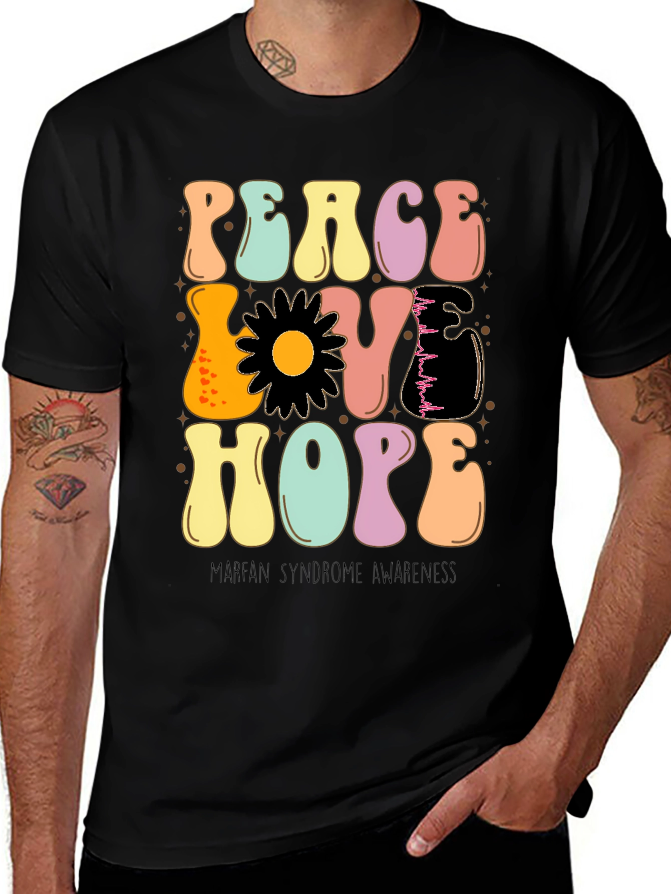 Peace Love Hope Marfan Syndrome Awareness T-Shirt