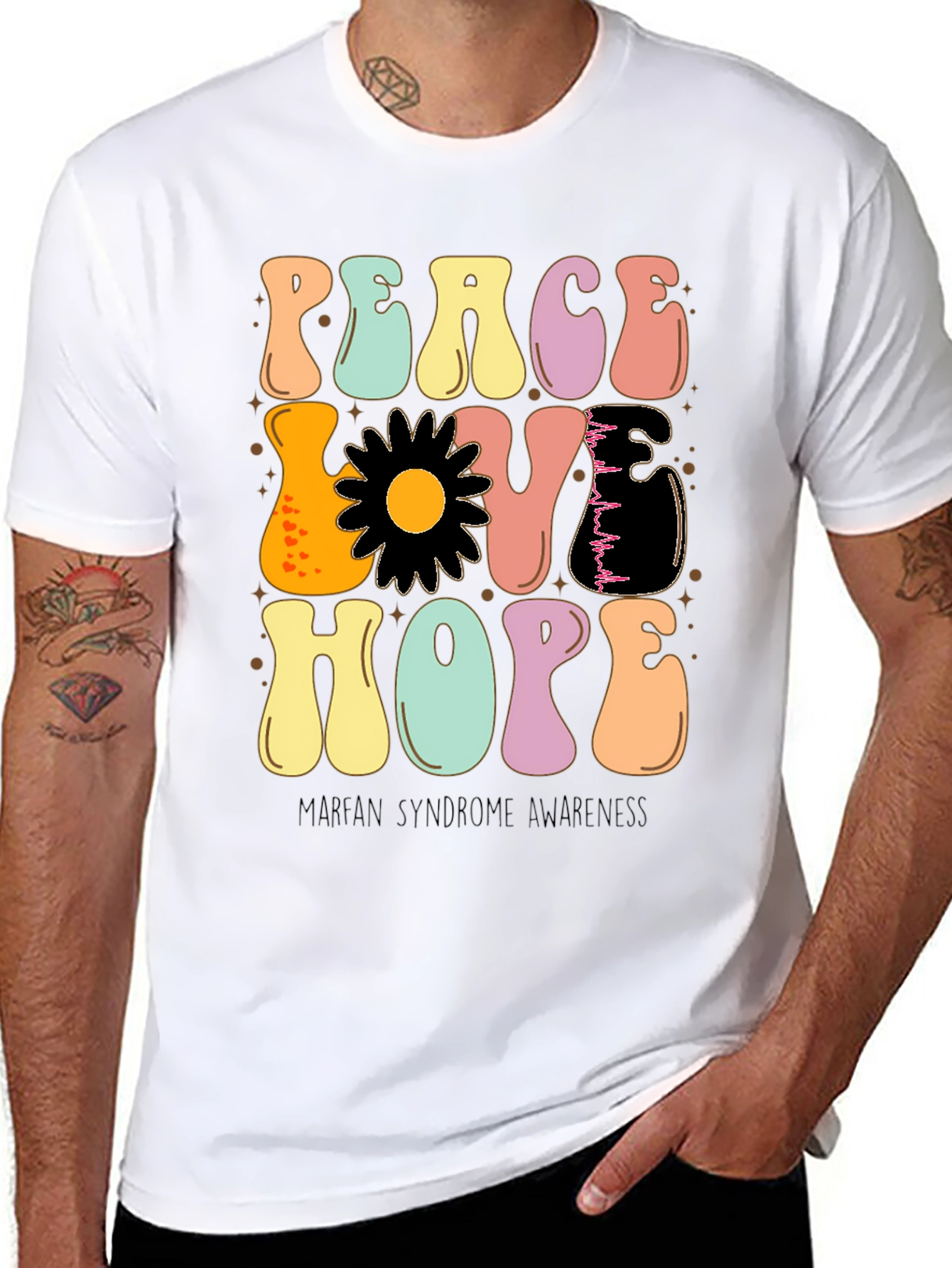 Peace Love Hope Marfan Syndrome Awareness T-Shirt
