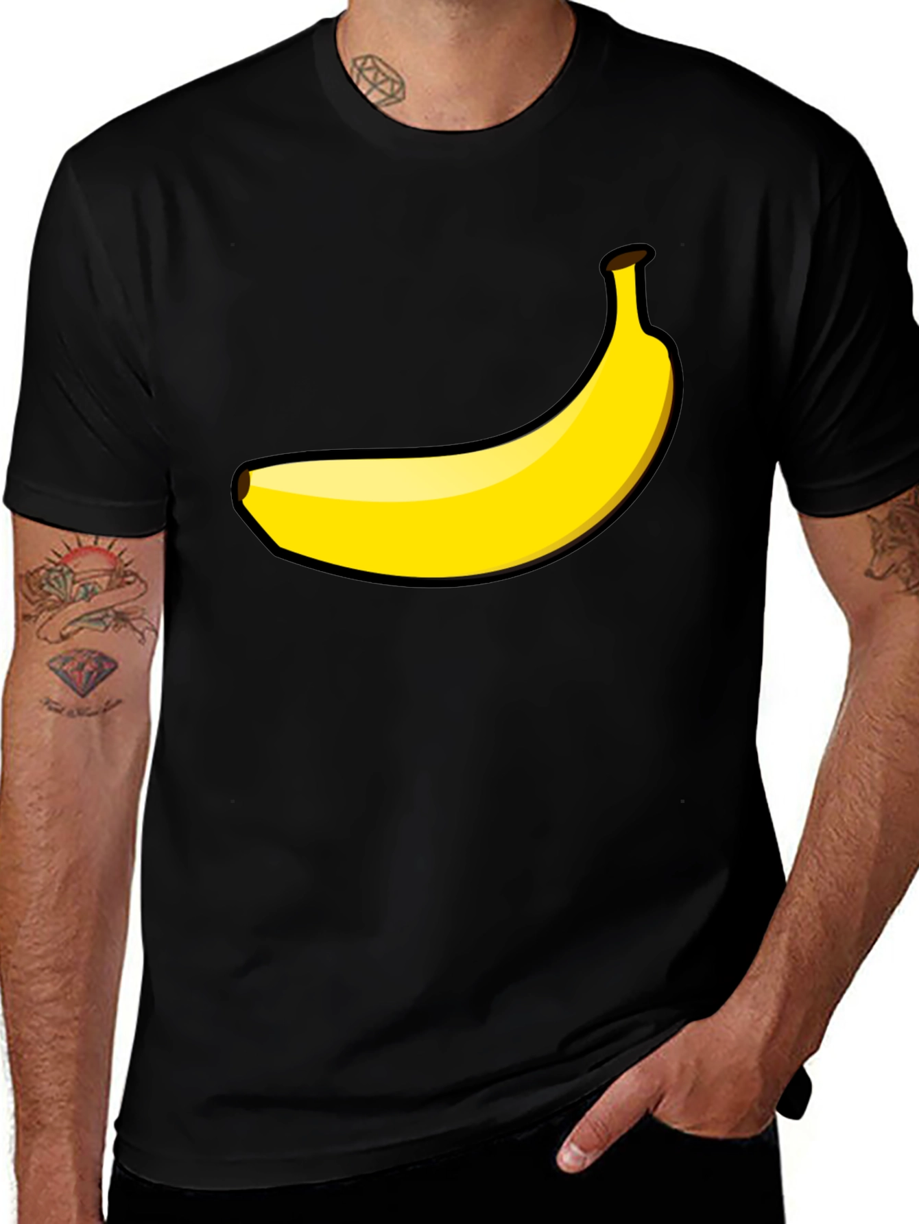 Banana Graphic Tee - Black Cotton T-Shirt