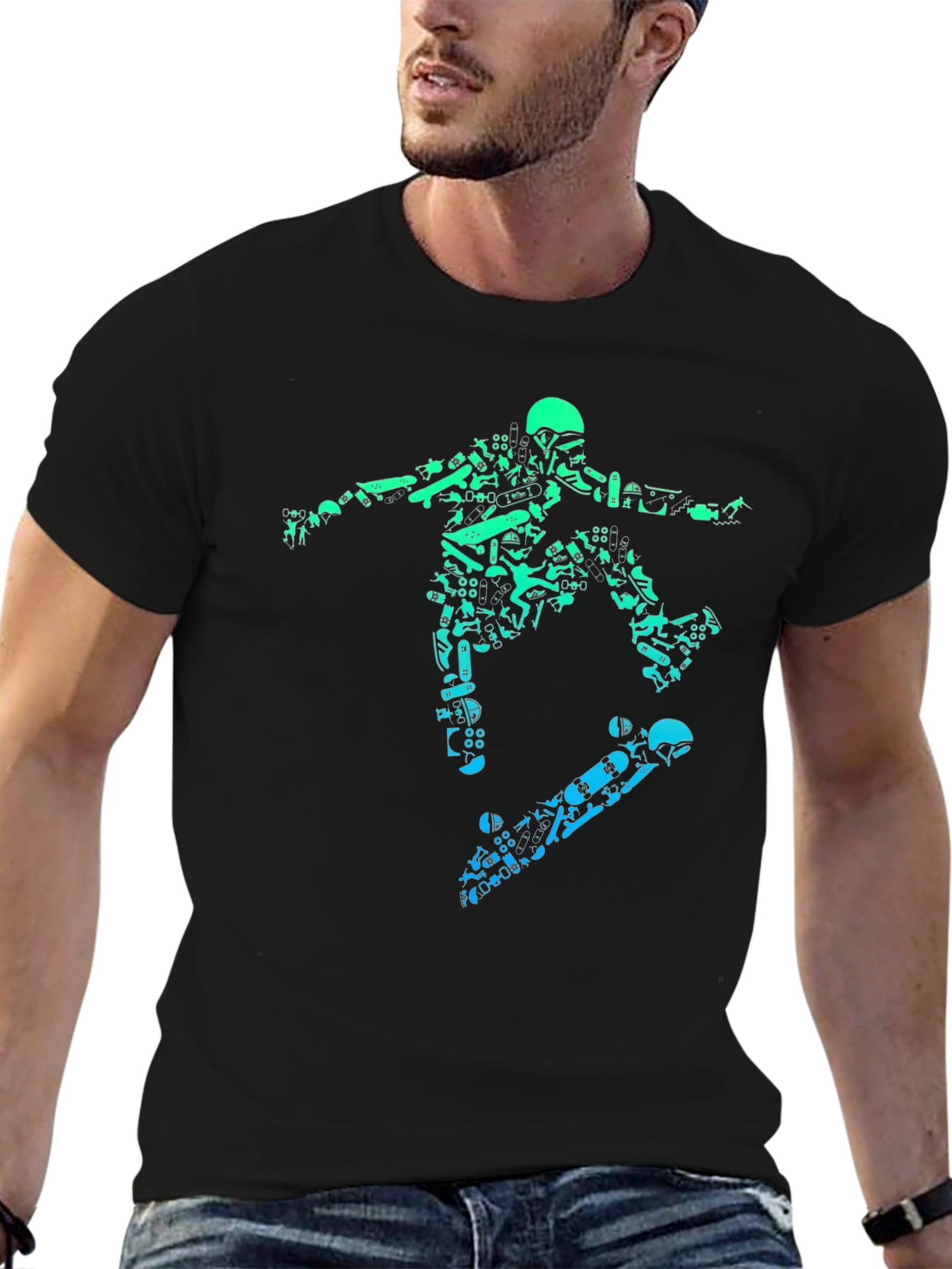 Skateboarding Graphic Tee - Black