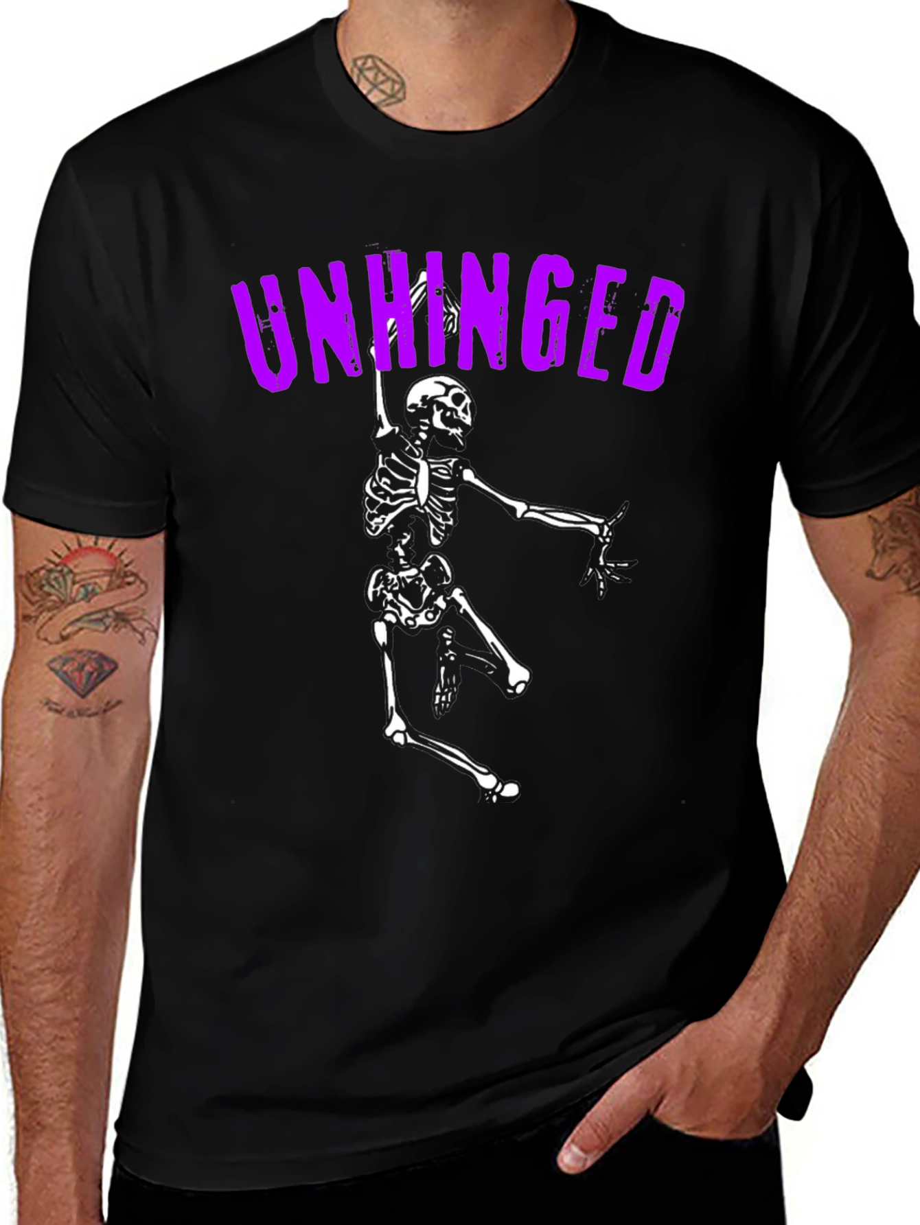 Unhinged Skeleton Graphic Tee - Black