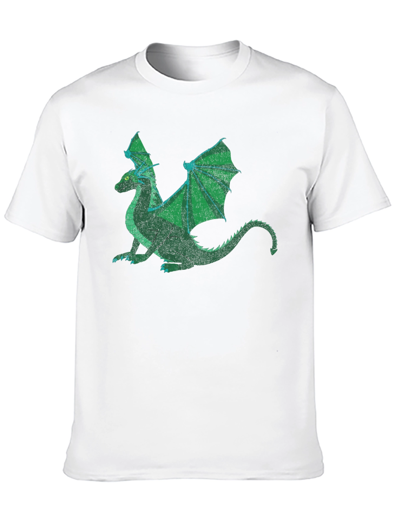Green Dragon Graphic Print Black T-Shirt