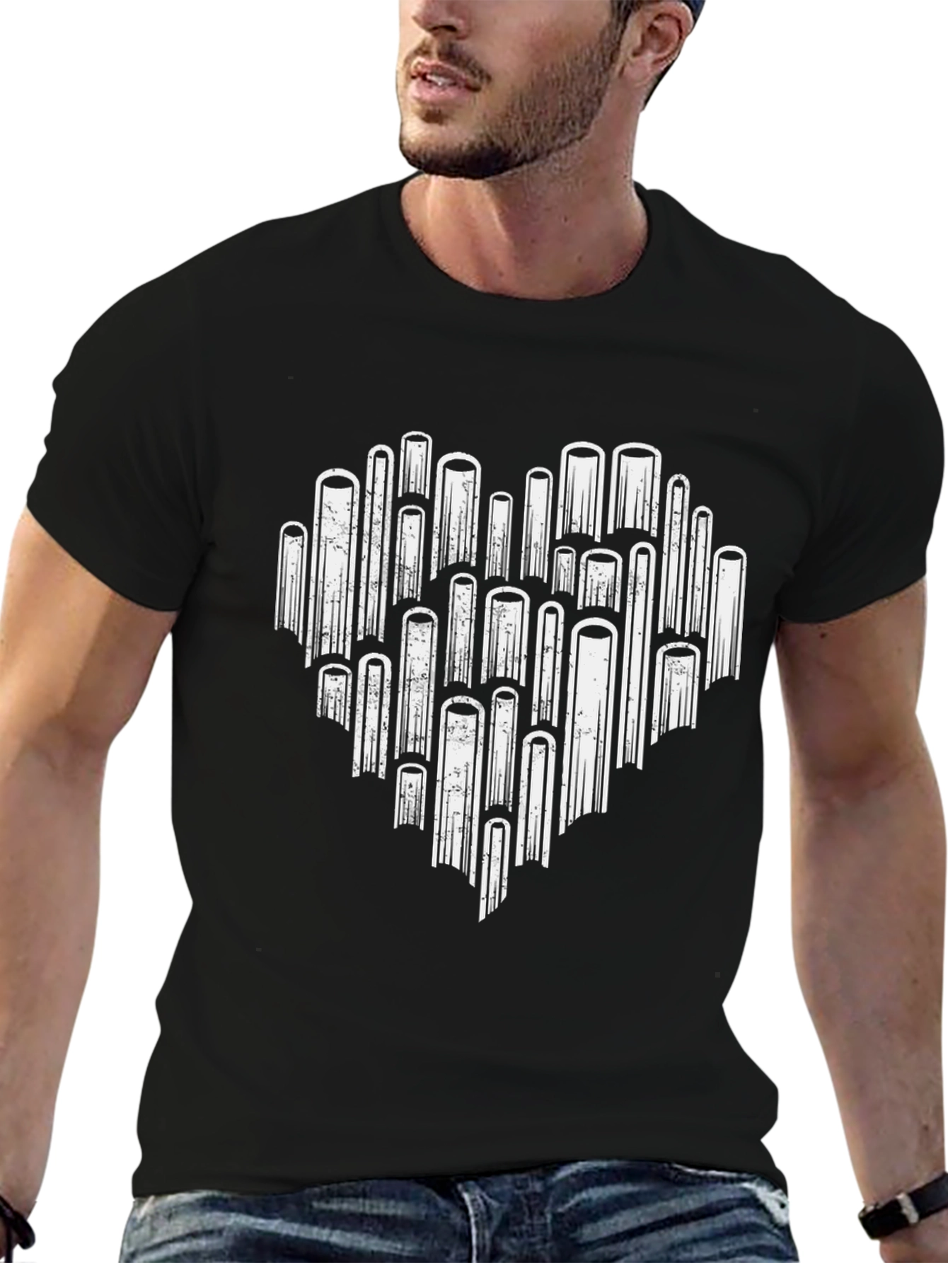 Abstract Heart T-Shirt - Black Graphic Tee