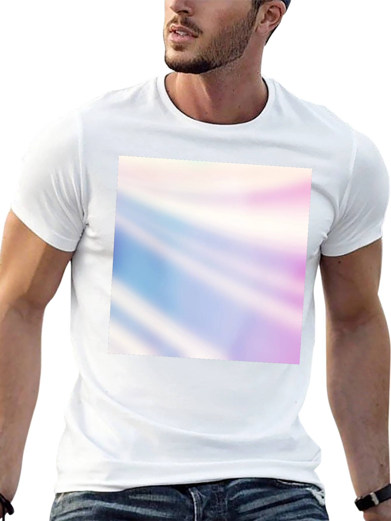 Mens Black Graphic Tee - Abstract Rays