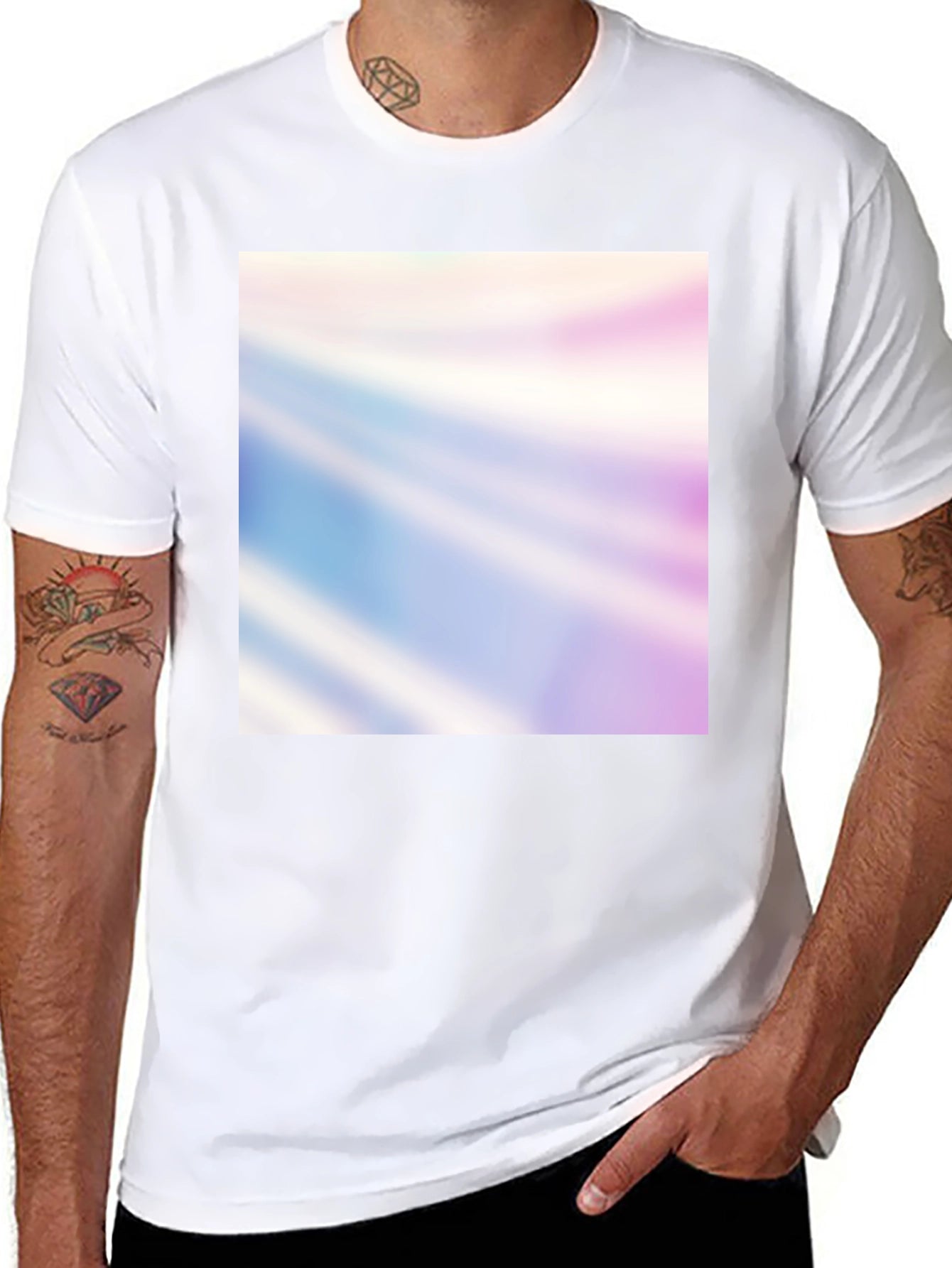 Mens Black Graphic Tee - Abstract Rays