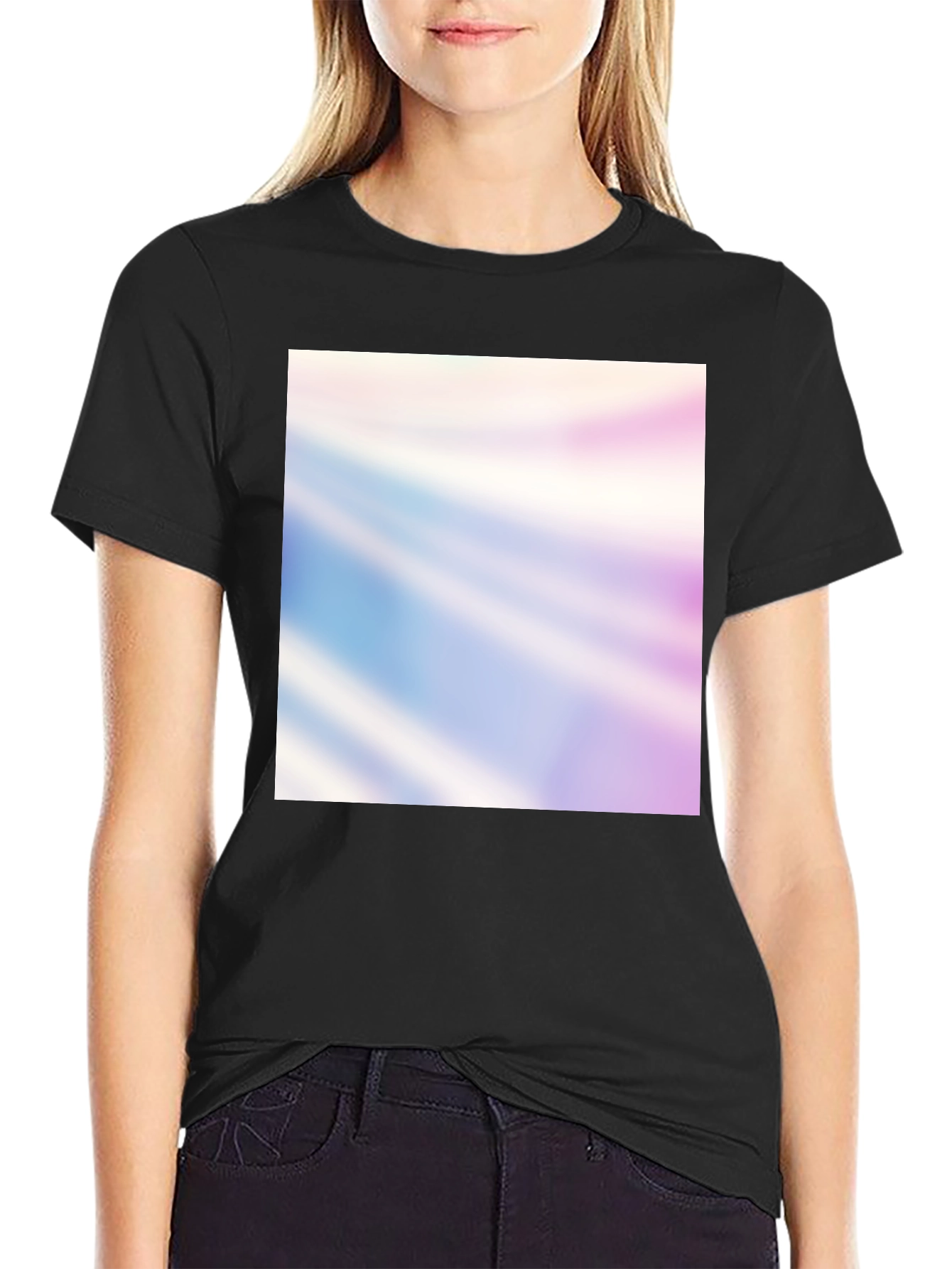 Mens Black Graphic Tee - Abstract Rays