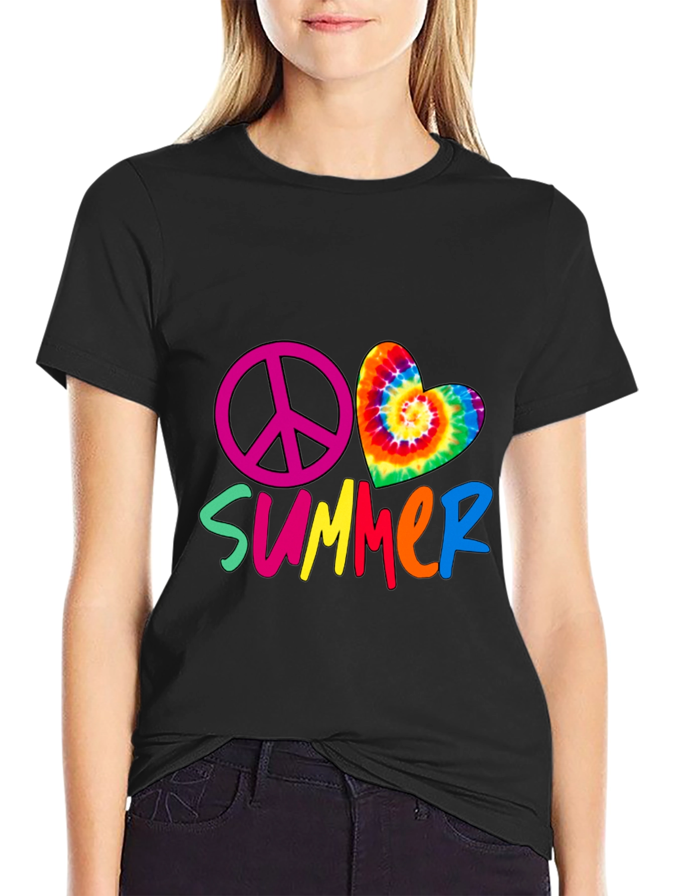 Peace Summer Tie Dye Heart T-Shirt