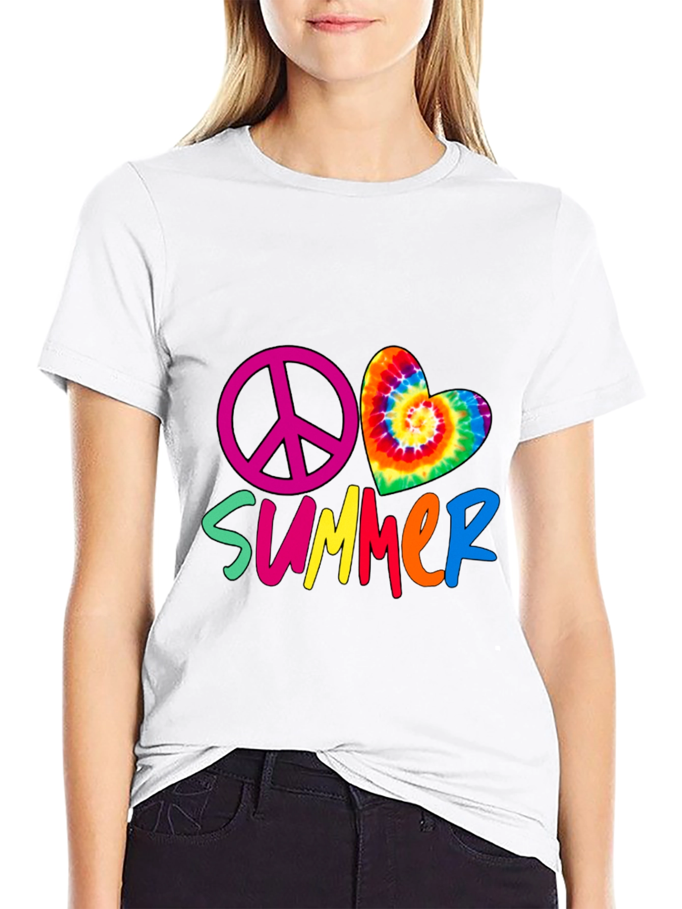 Peace Summer Tie Dye Heart T-Shirt