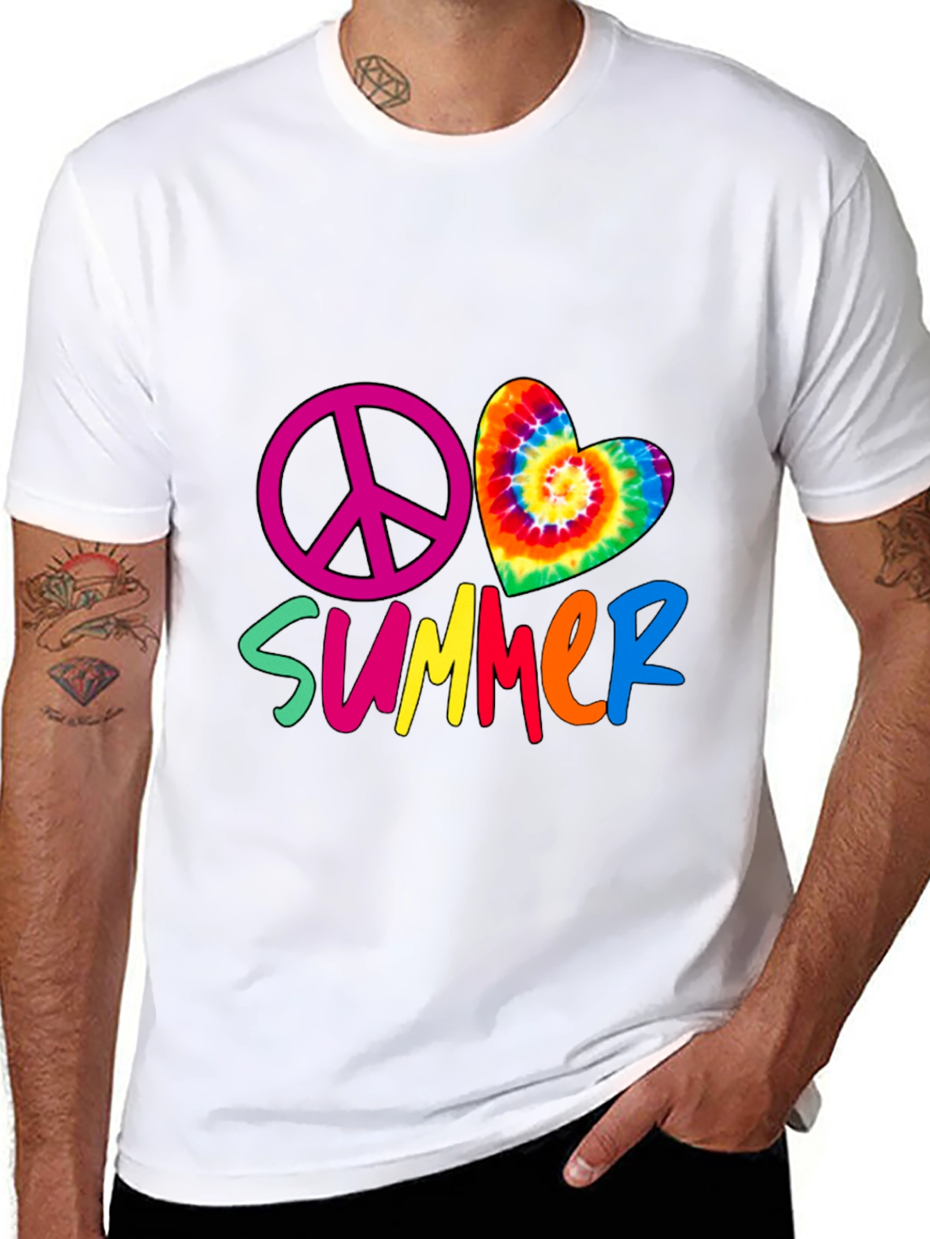Peace Summer Tie Dye Heart T-Shirt