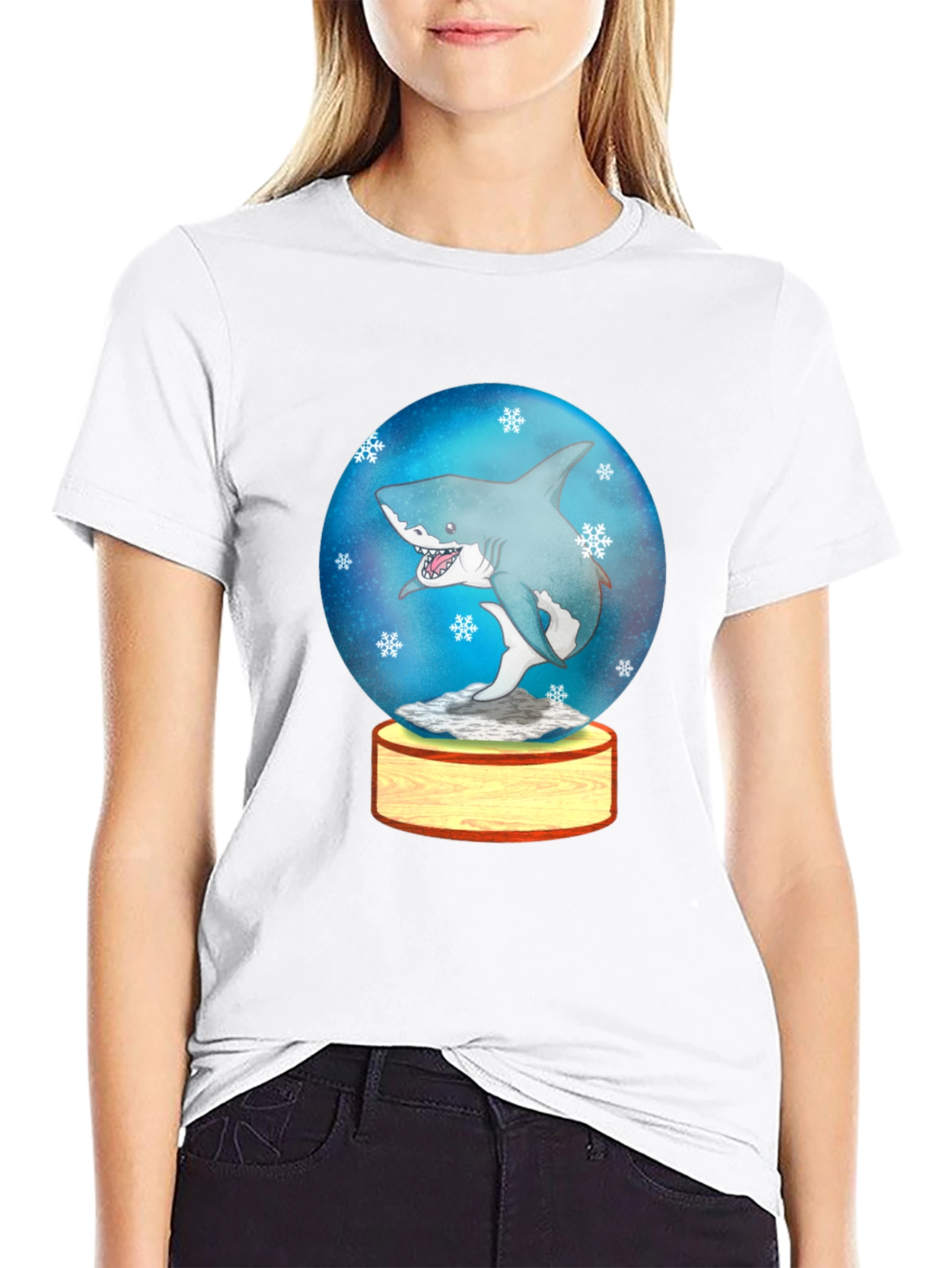 Shark Snow Globe Graphic Tee - Black