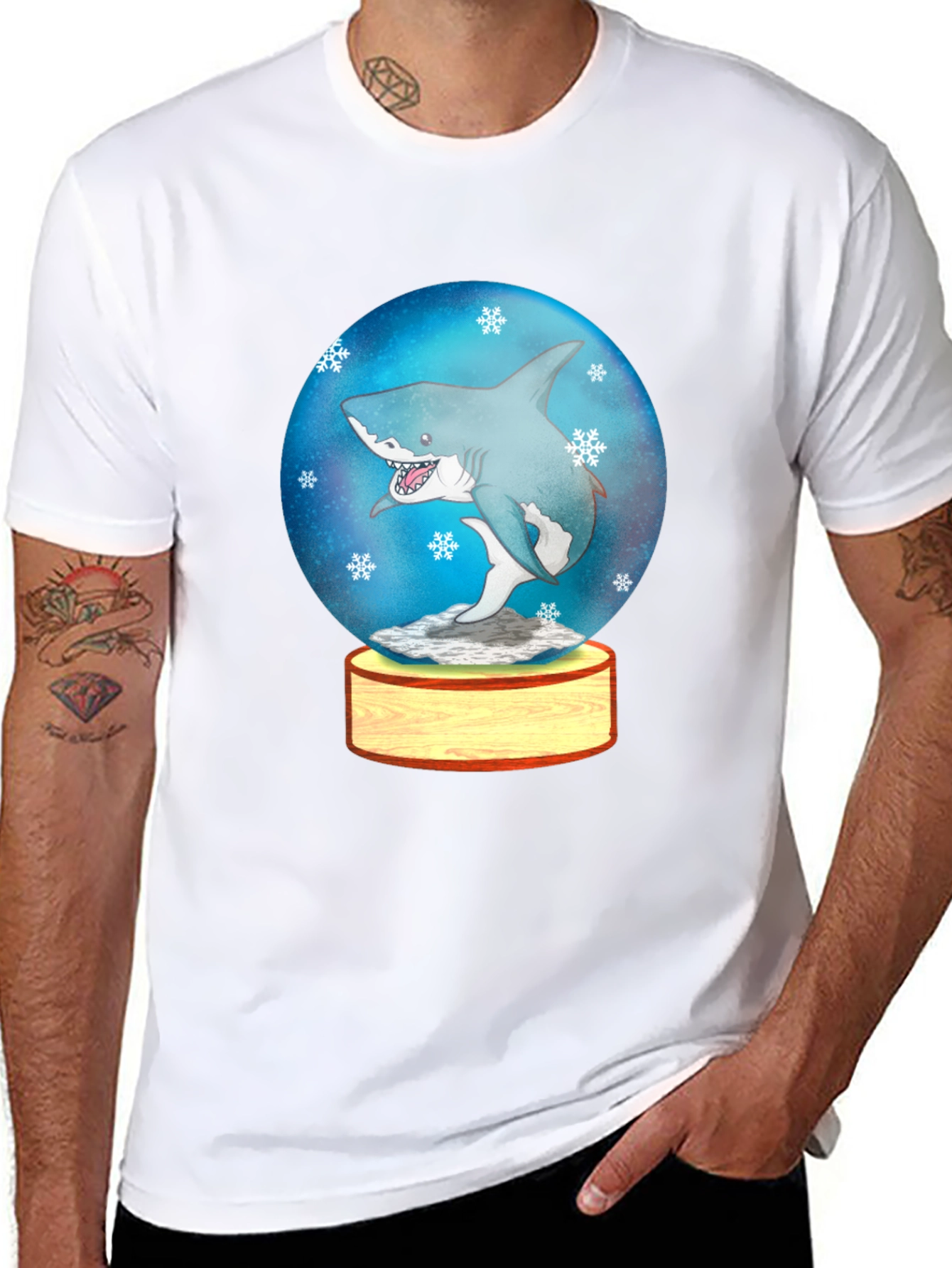 Shark Snow Globe Graphic Tee - Black