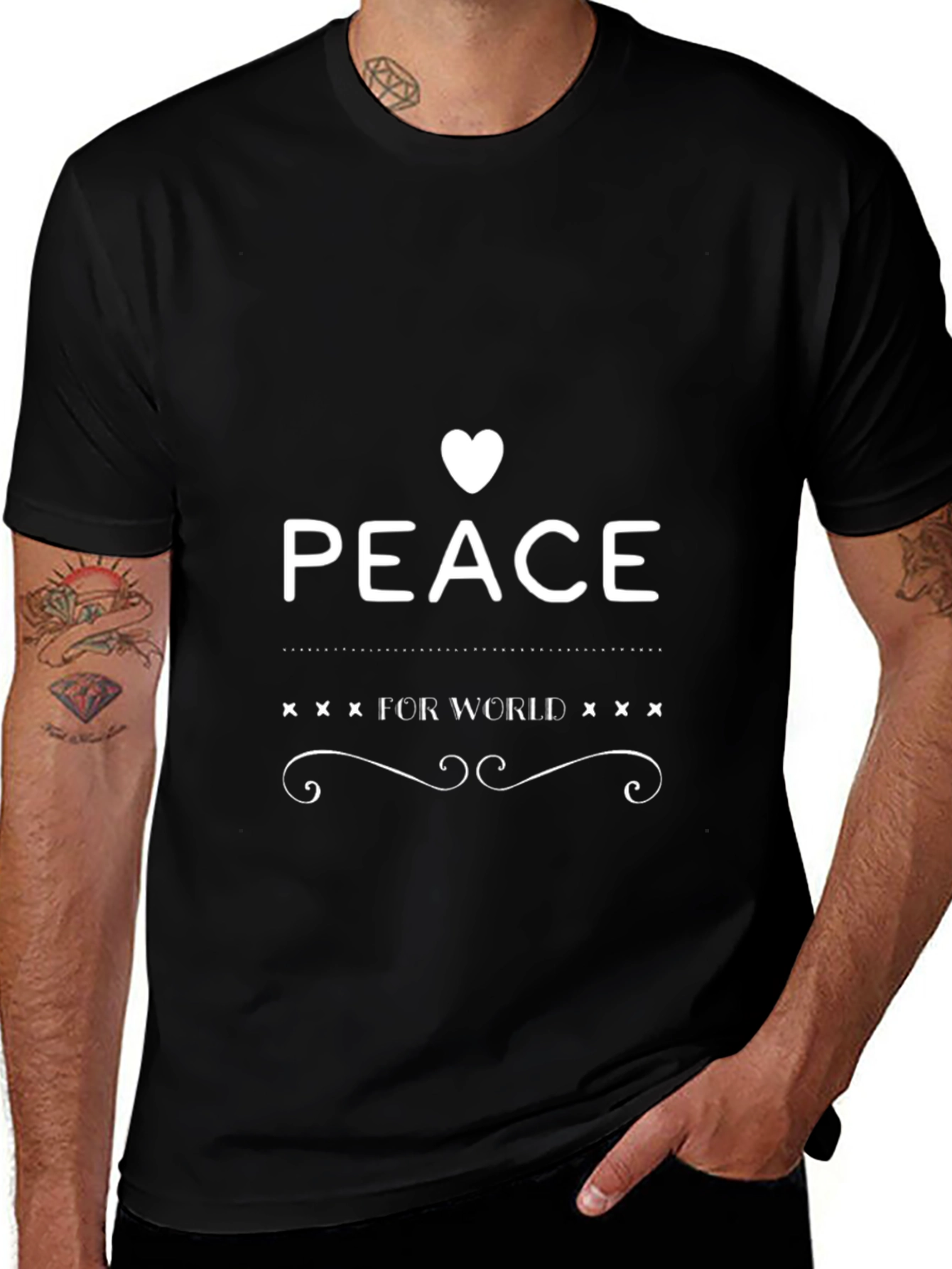 Peace for World Graphic T-Shirt - Black