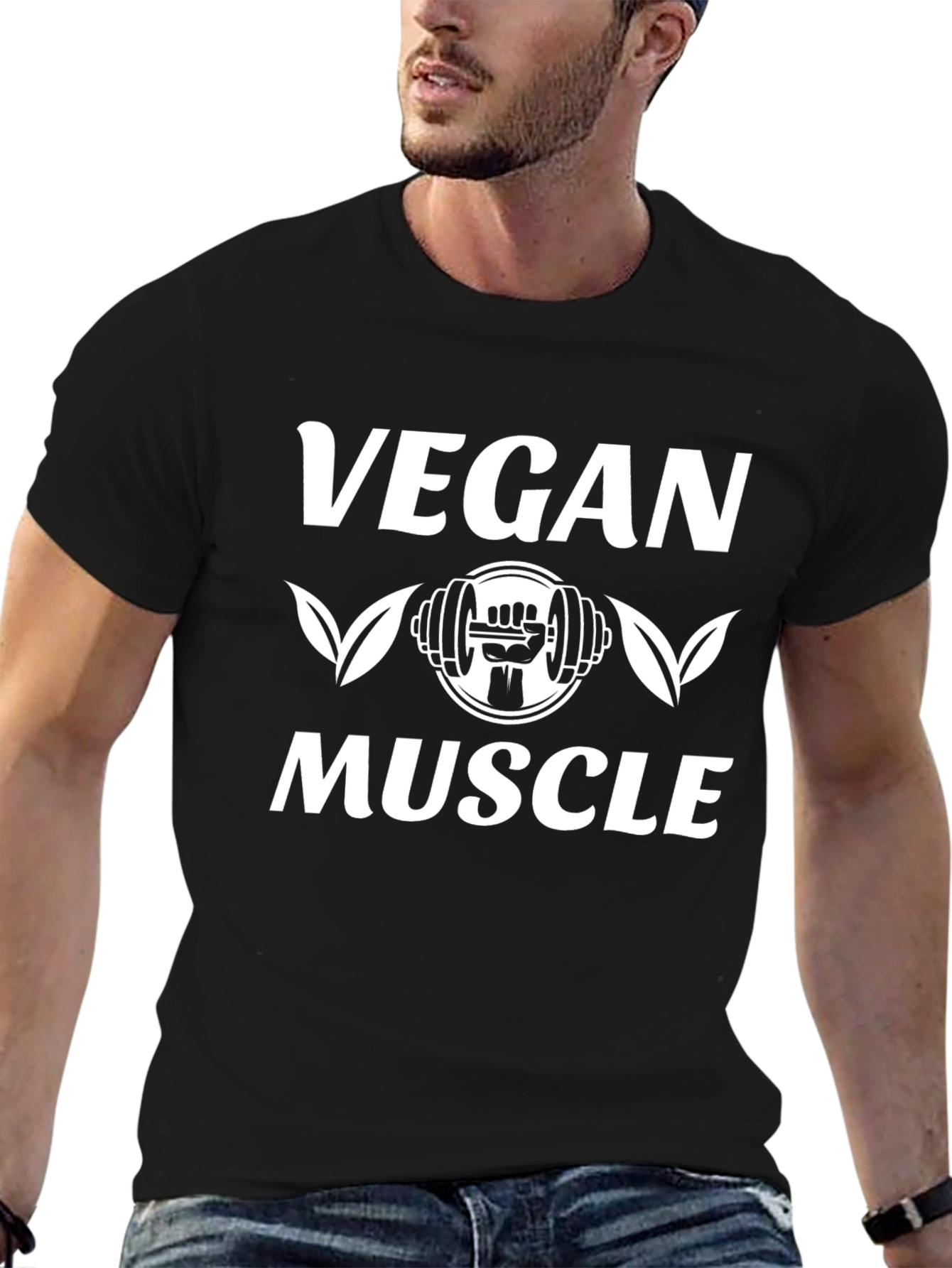 Vegan Muscle Black Graphic T-Shirt