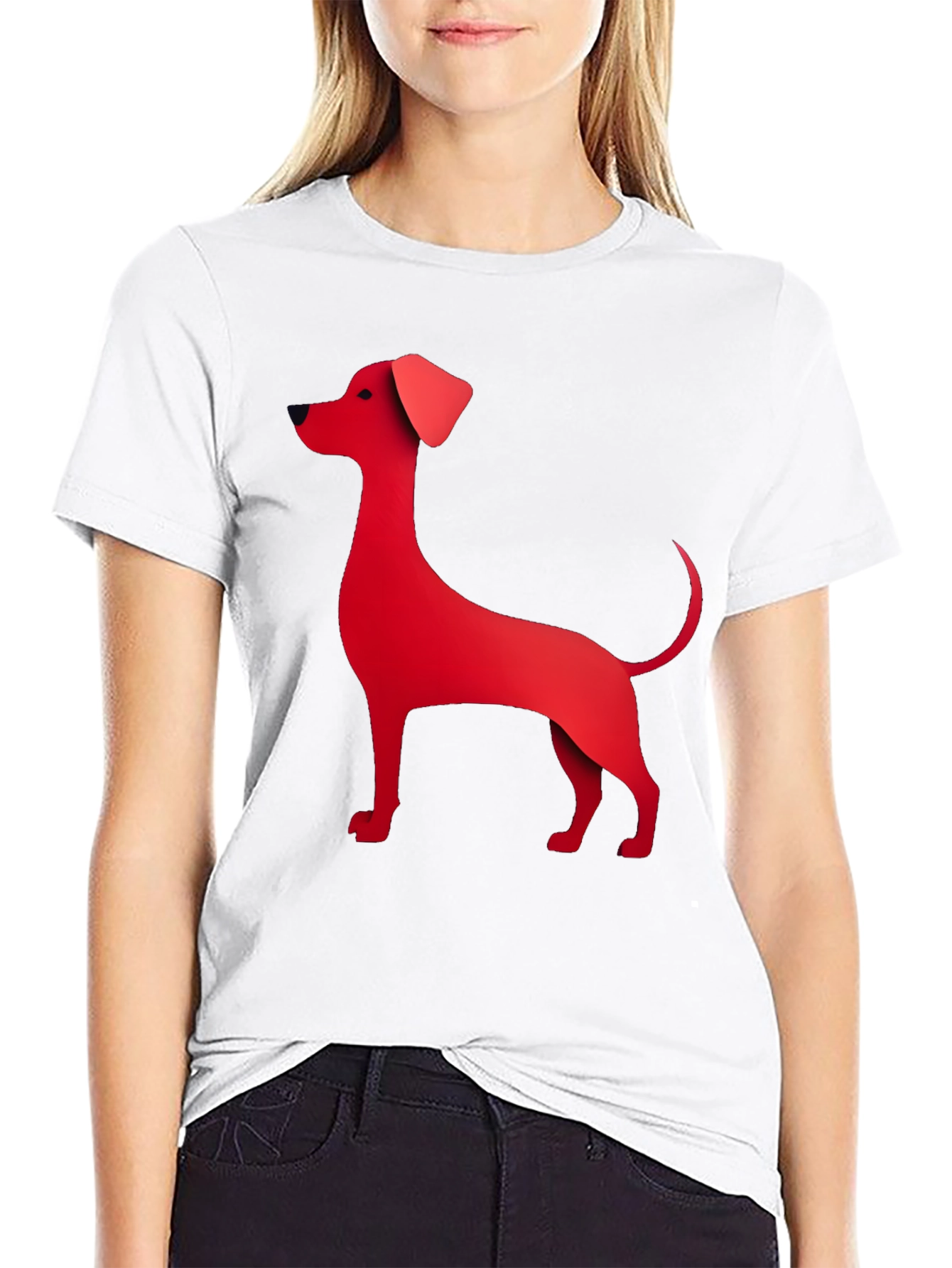 Red Dog Graphic Tee - Black Cotton Blend T-Shirt