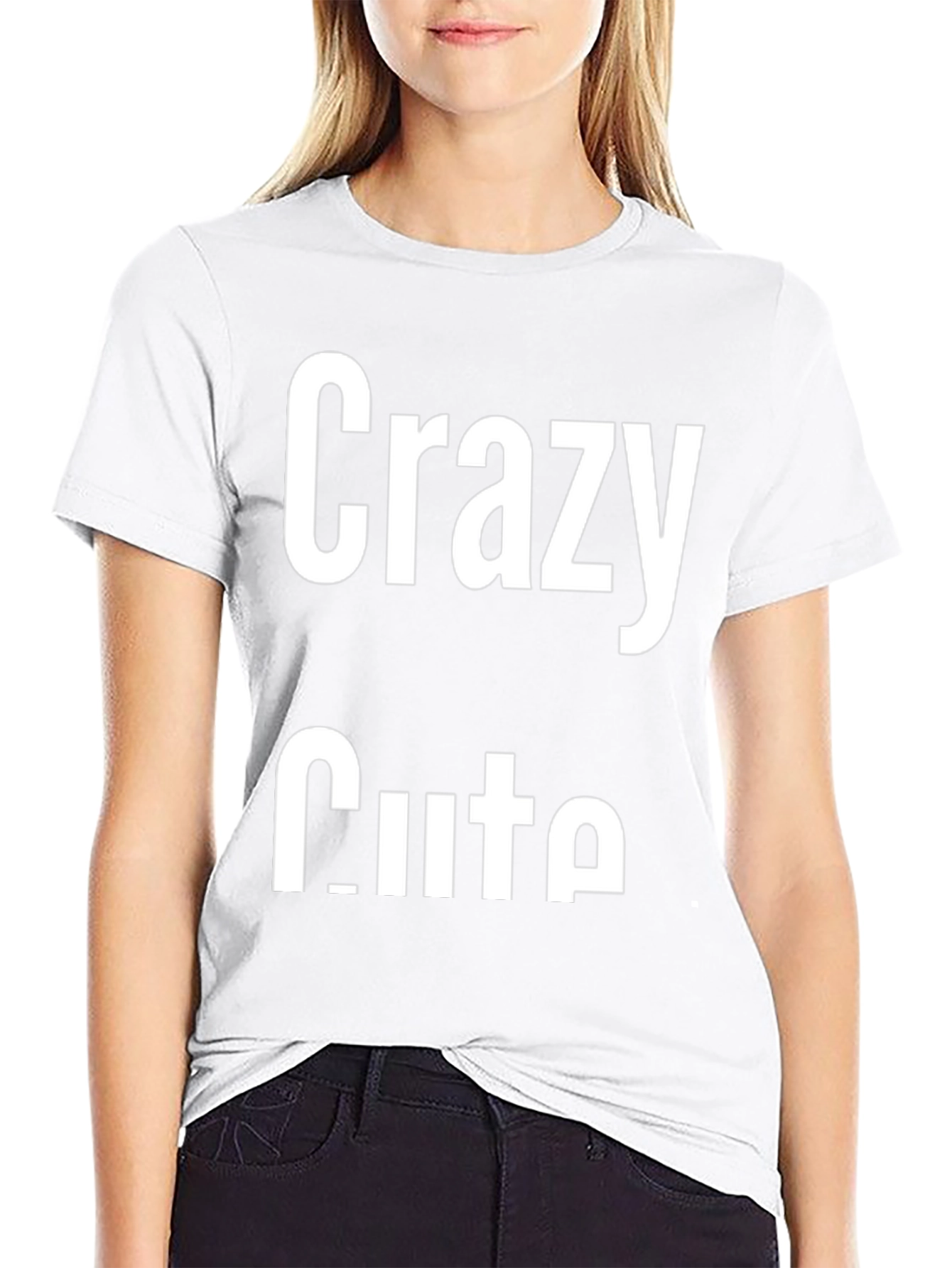 Crazy Cute Graphic Tee - Black Crewneck T-Shirt