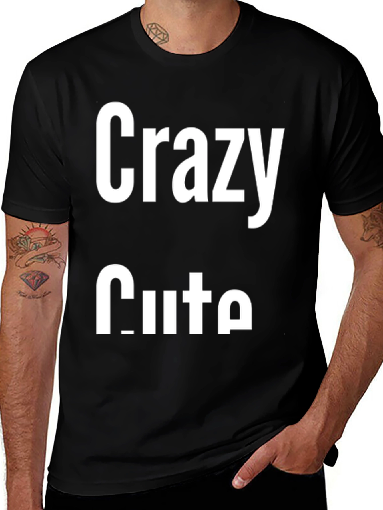Crazy Cute Graphic Tee - Black Crewneck T-Shirt