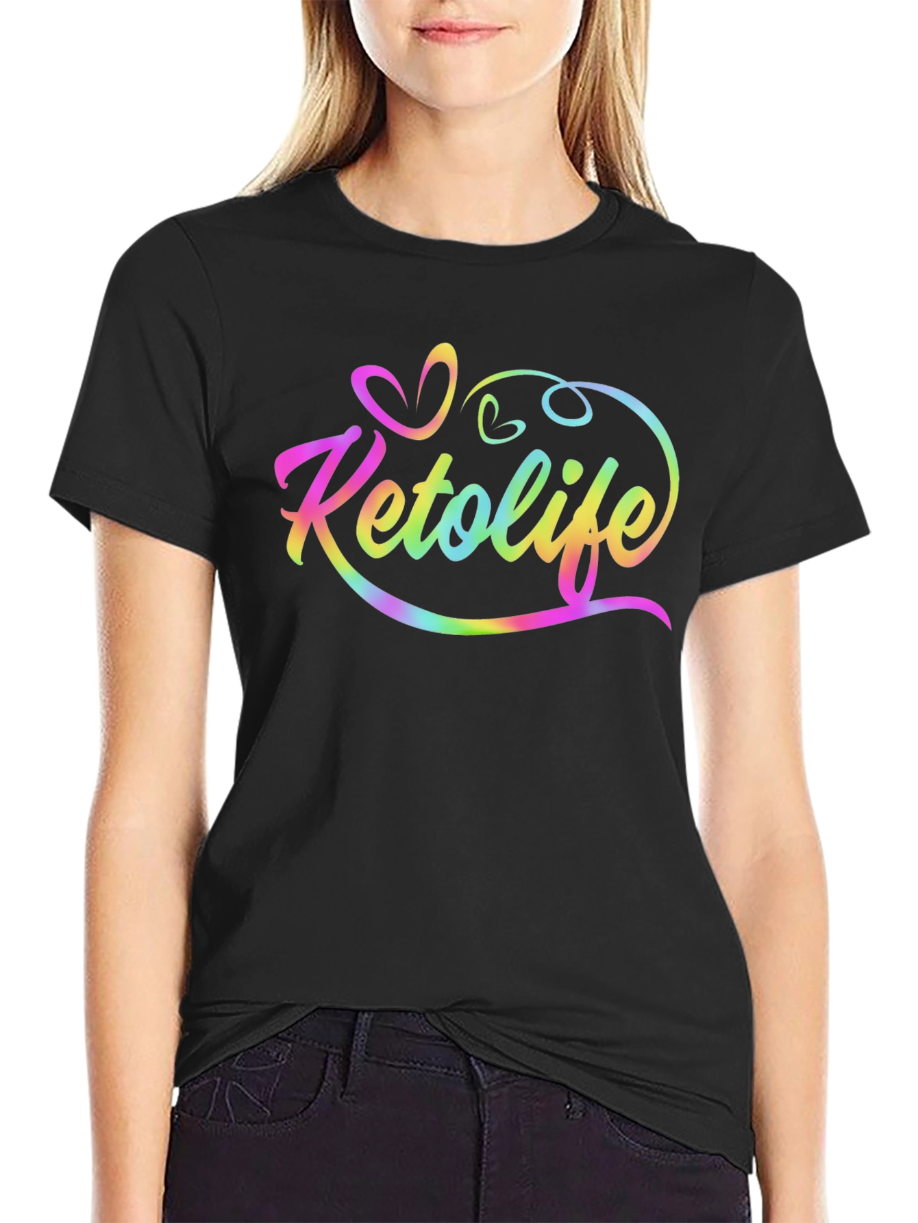 Keto Life Rainbow Graphic Black Tee
