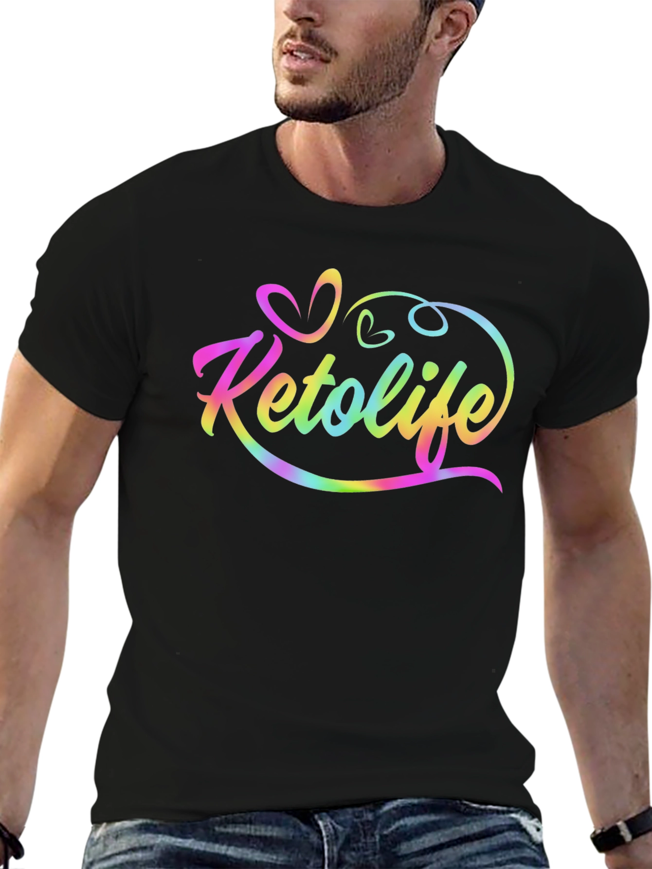 Keto Life Rainbow Graphic Black Tee