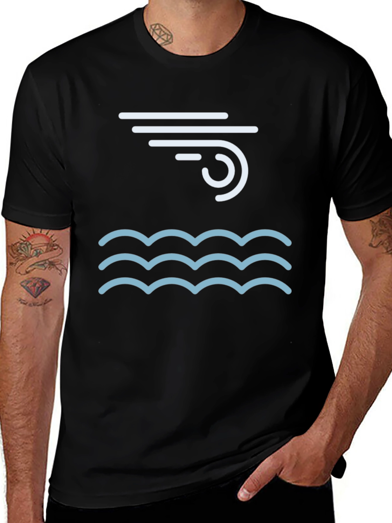 Wind & Waves Graphic Tee - Cool Black T-Shirt