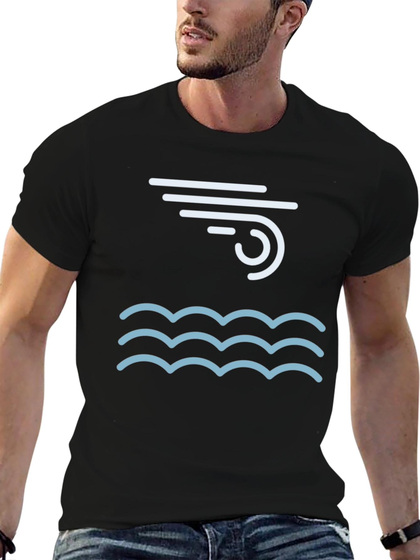 Wind & Waves Graphic Tee - Cool Black T-Shirt