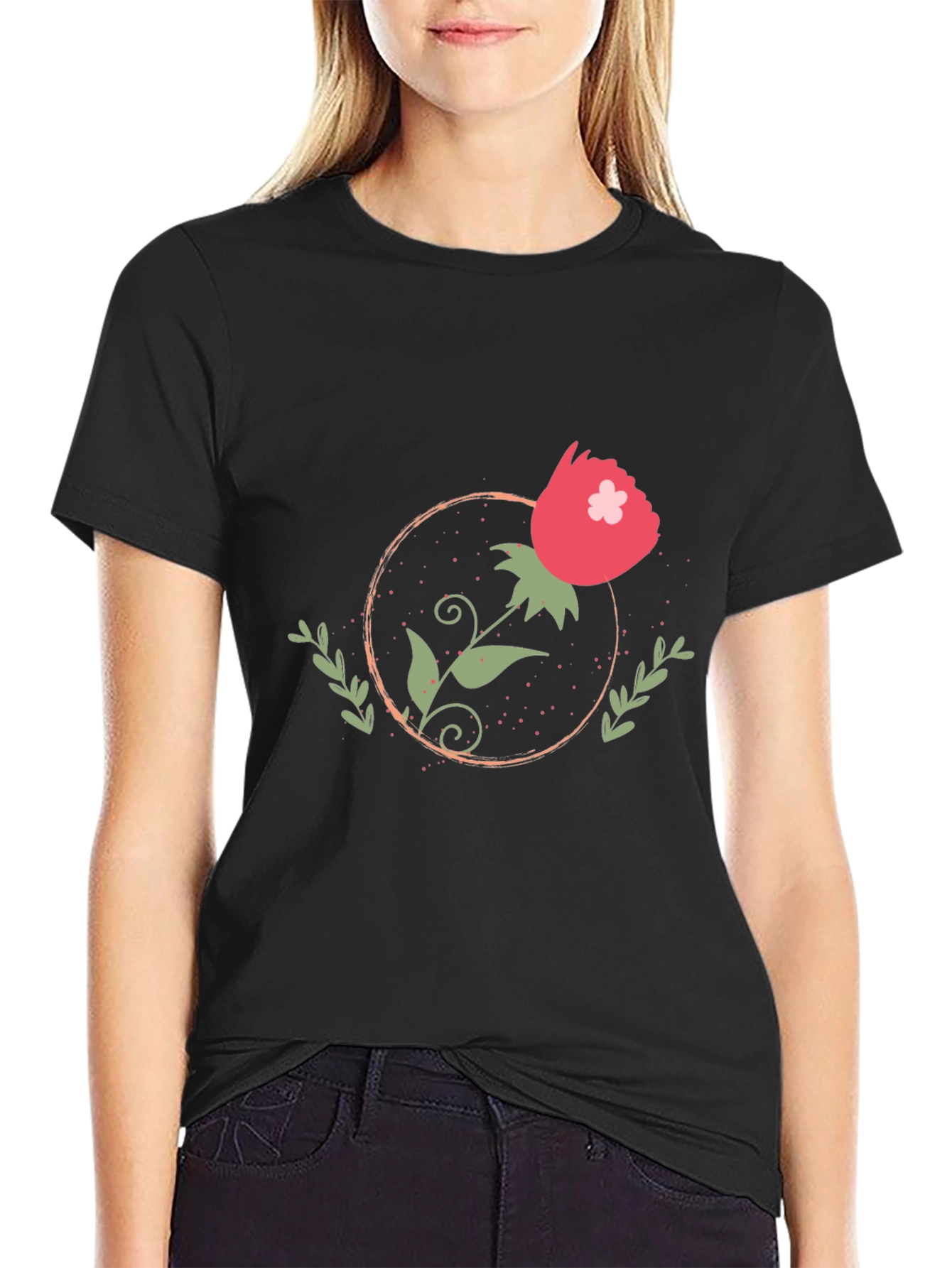 Stylish Black Floral Graphic Tee for Men