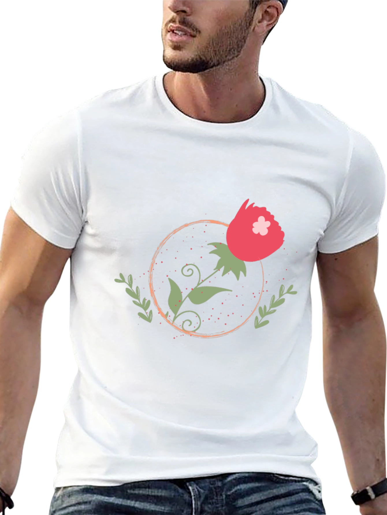 Stylish Black Floral Graphic Tee for Men