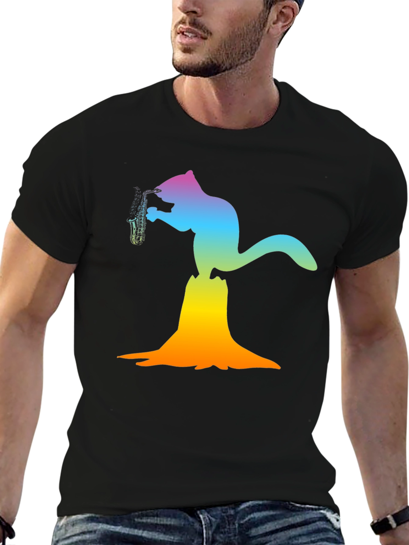 Squirrel Saxophone Graphic Tee - Funky Animal T-Shirt