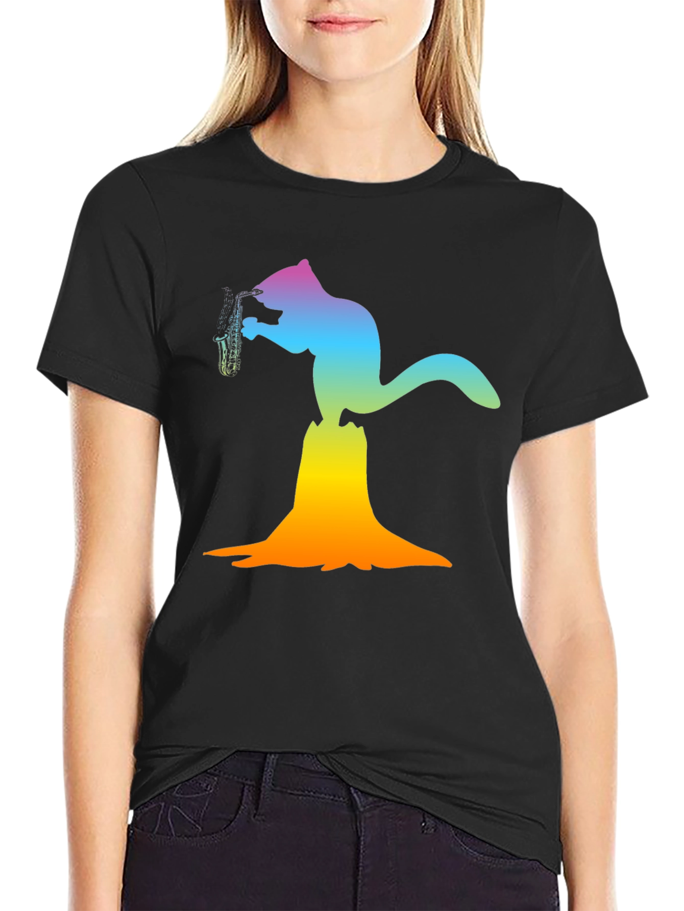 Squirrel Saxophone Graphic Tee - Funky Animal T-Shirt