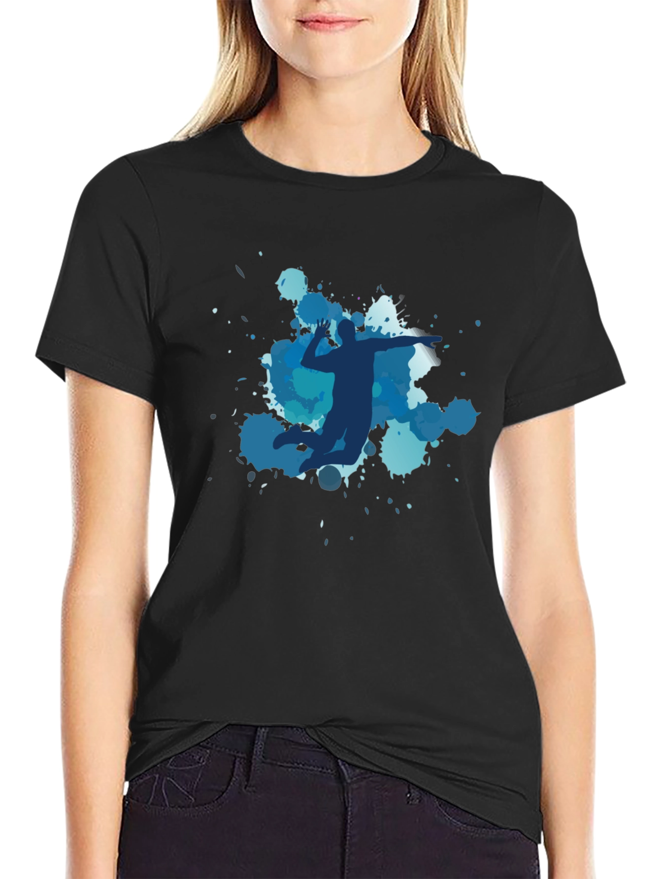 Volleyball Player Graphic Black Tee