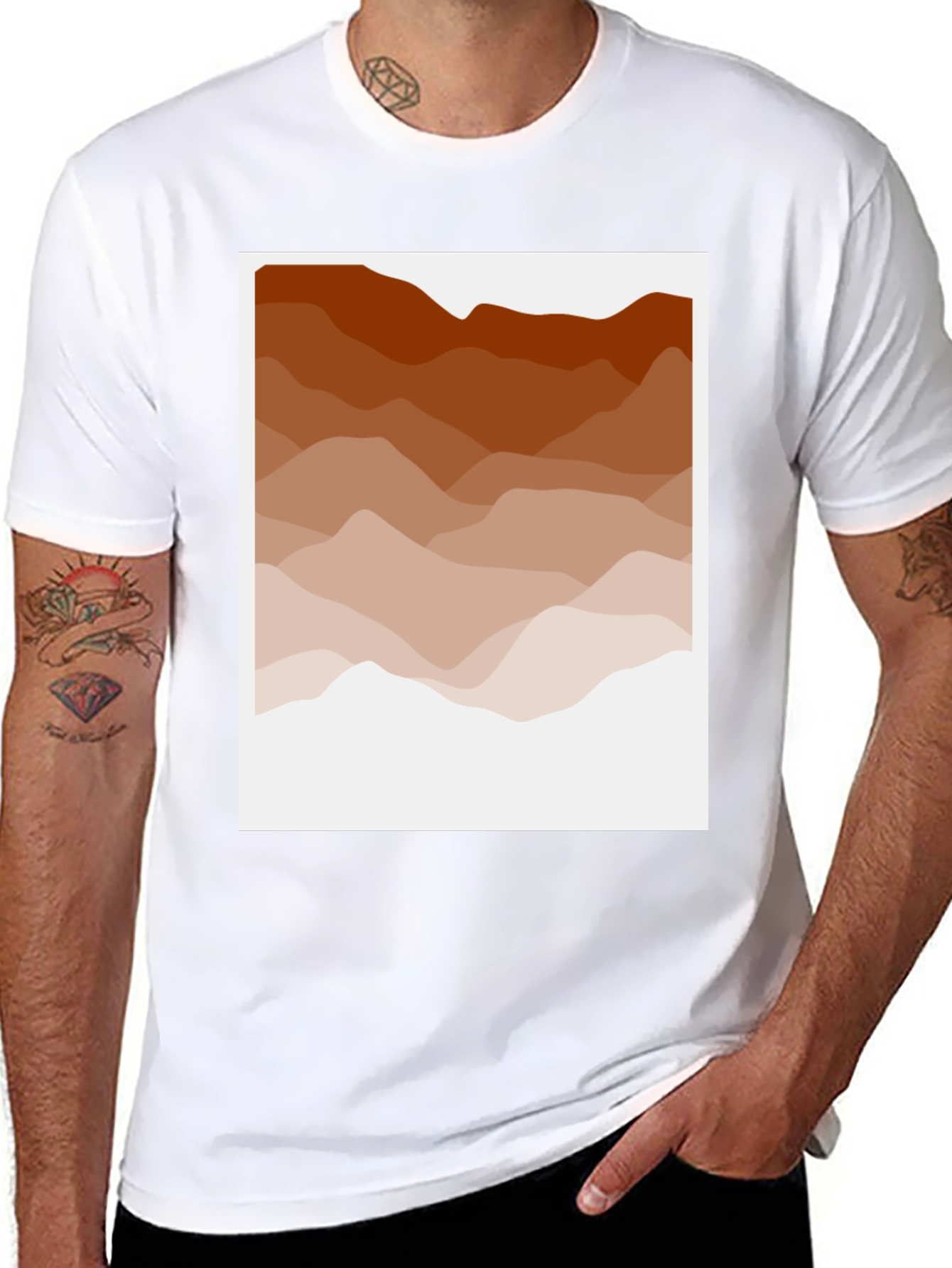 Brown Mountain Range Graphic Tee - Stylish Comfort