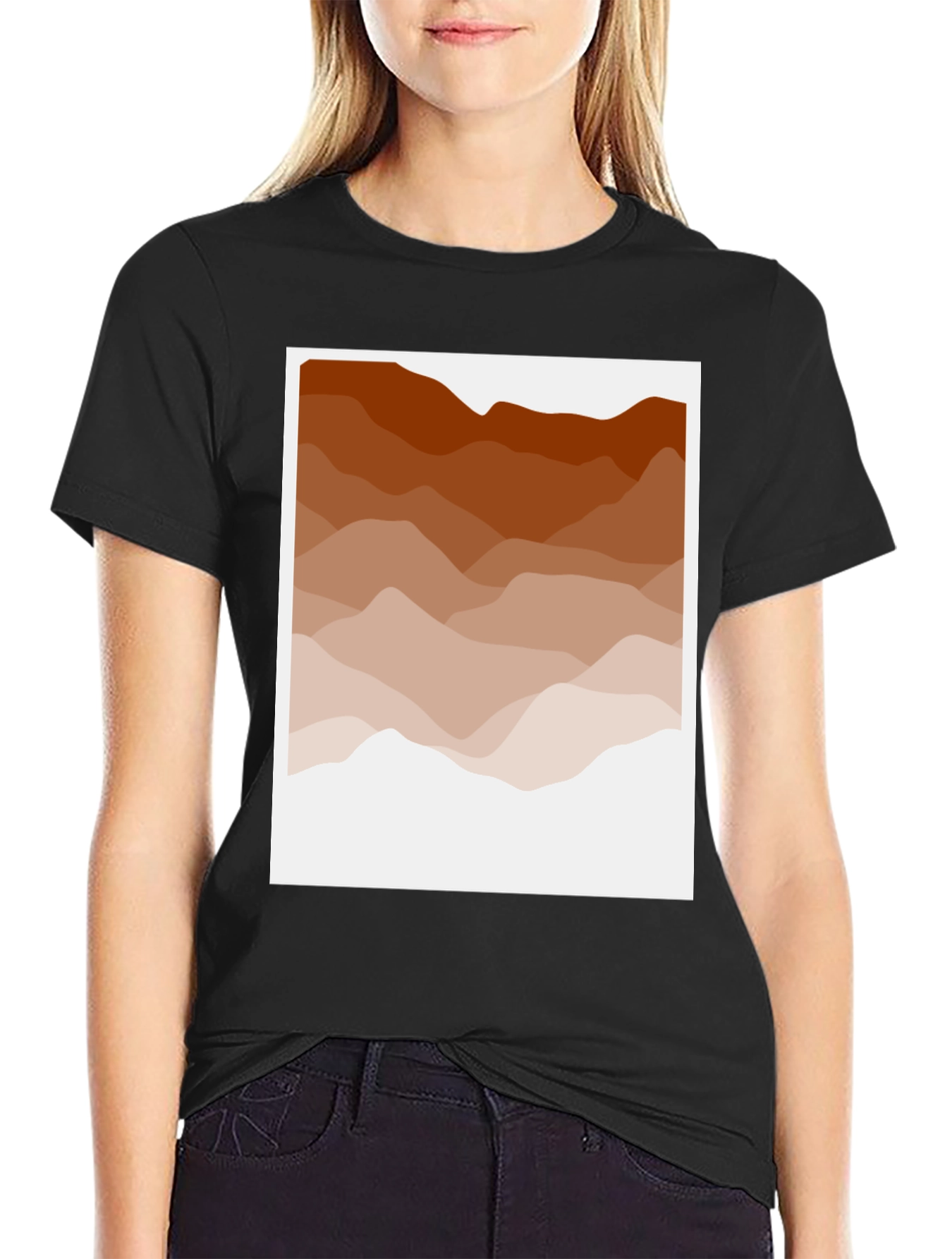 Brown Mountain Range Graphic Tee - Stylish Comfort