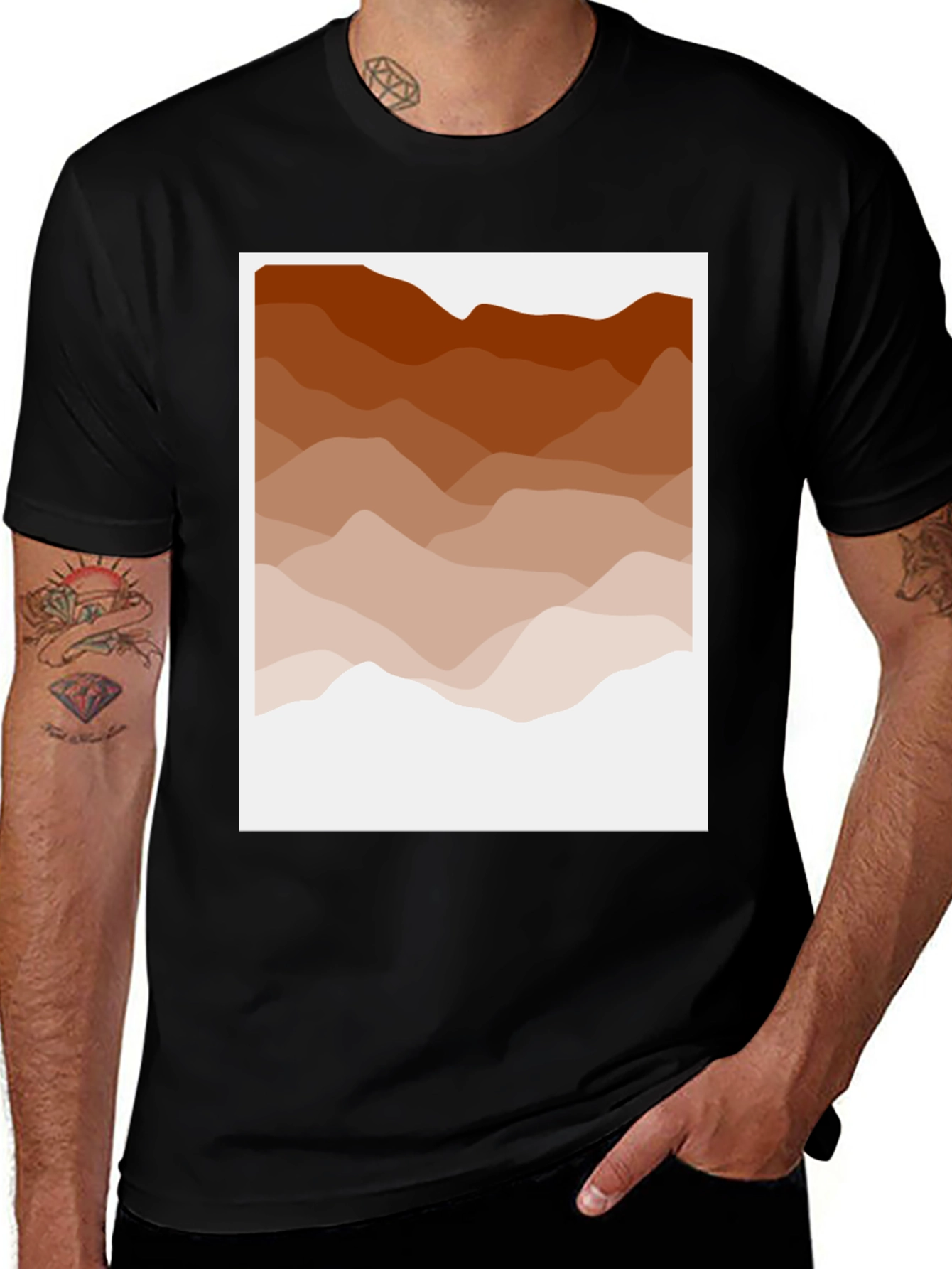 Brown Mountain Range Graphic Tee - Stylish Comfort