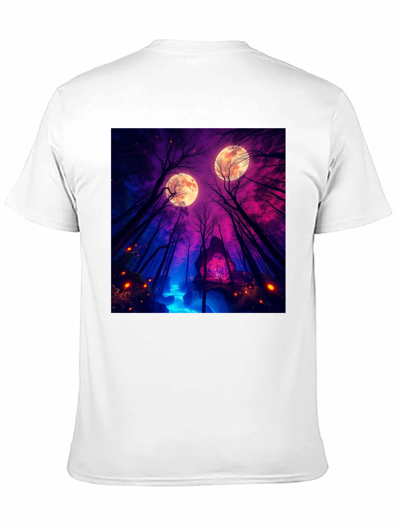 Mystic Moonlight Forest Graphic Tee - Black